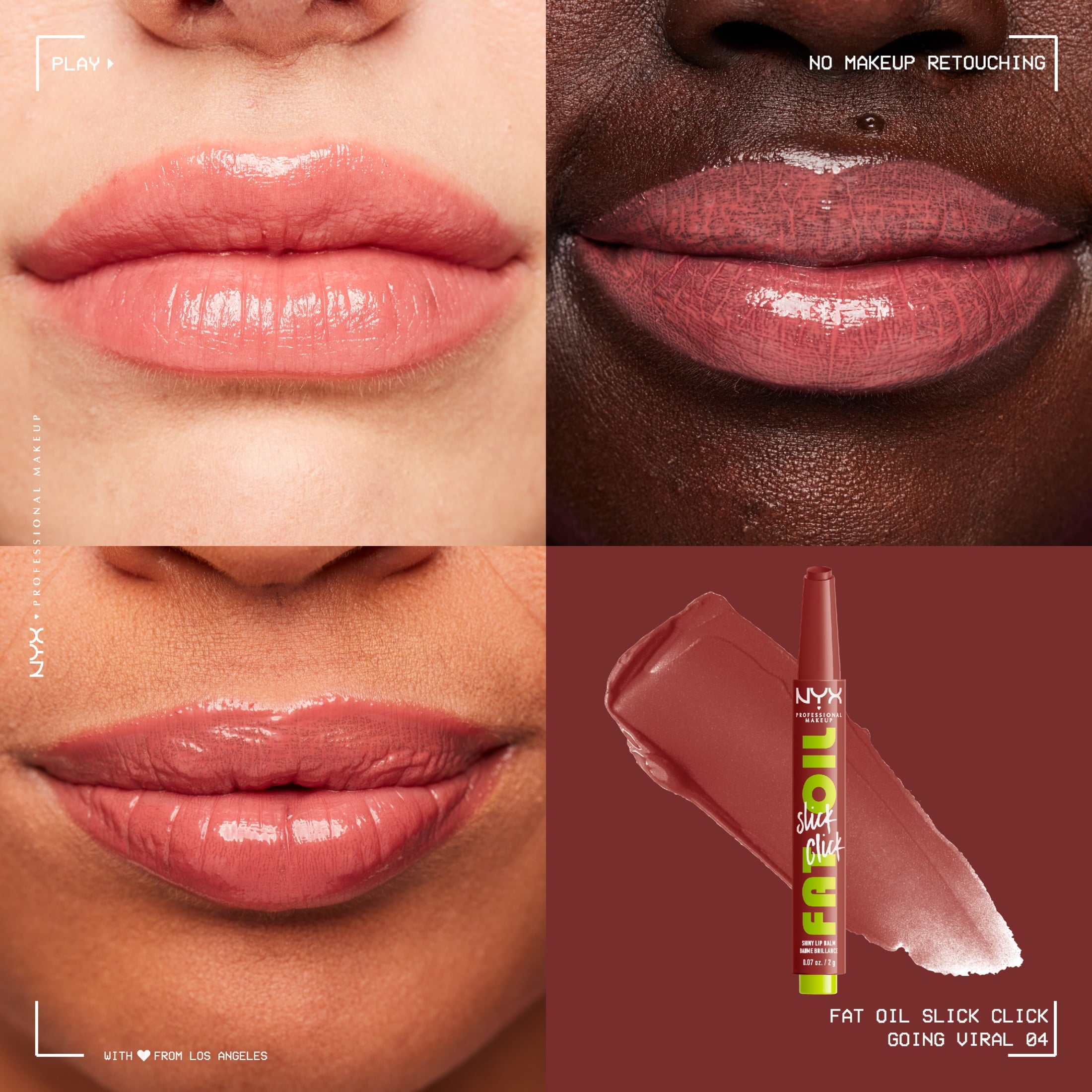 NYX Professional Makeup Fat Oil Slick Click Hydrating Tinted Lip Gloss with Lightweight Hydration, Going Viral, 0.07 oz