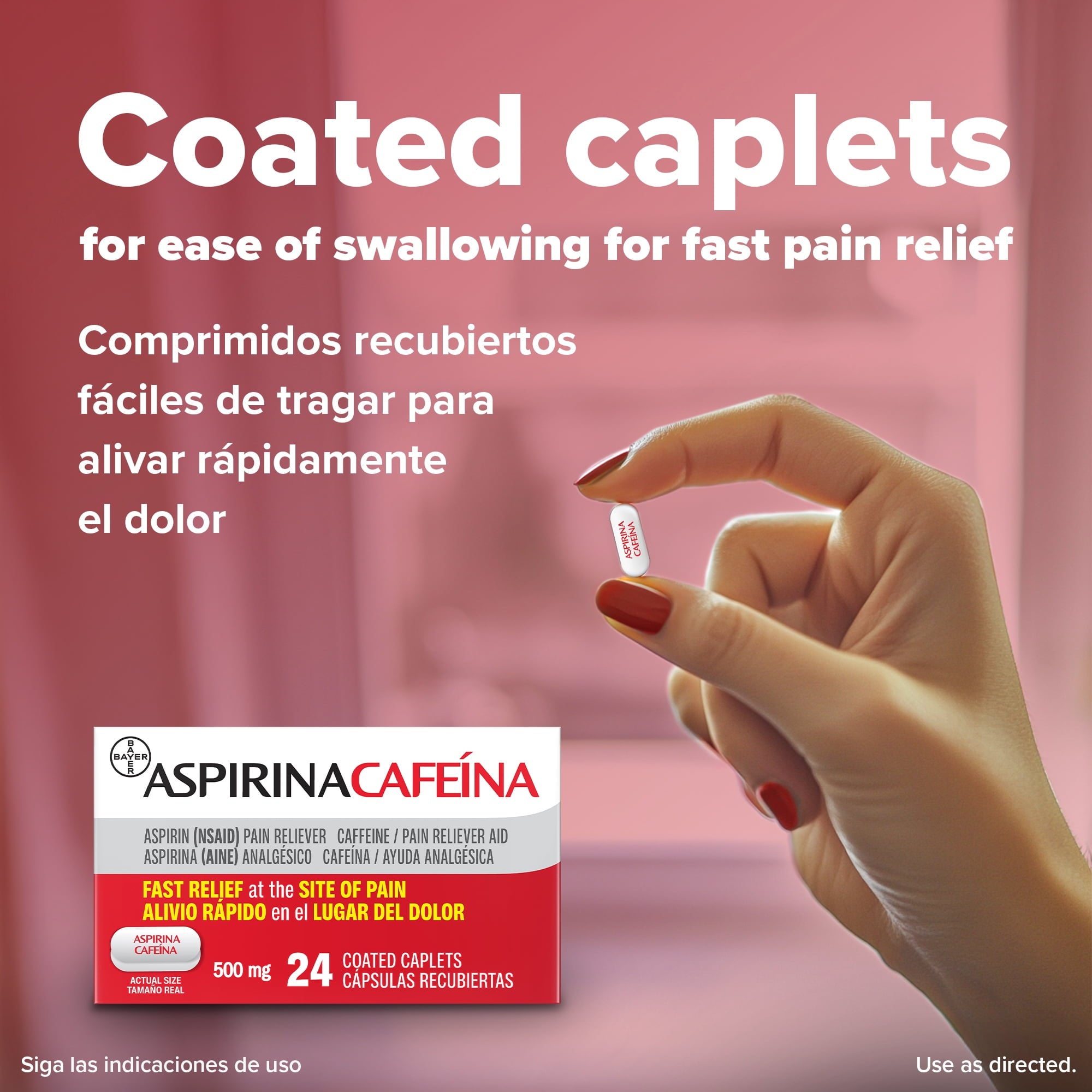 Aspirina Cafeína, Aspirin Plus Caffeine Pain Medicine, 24 Count