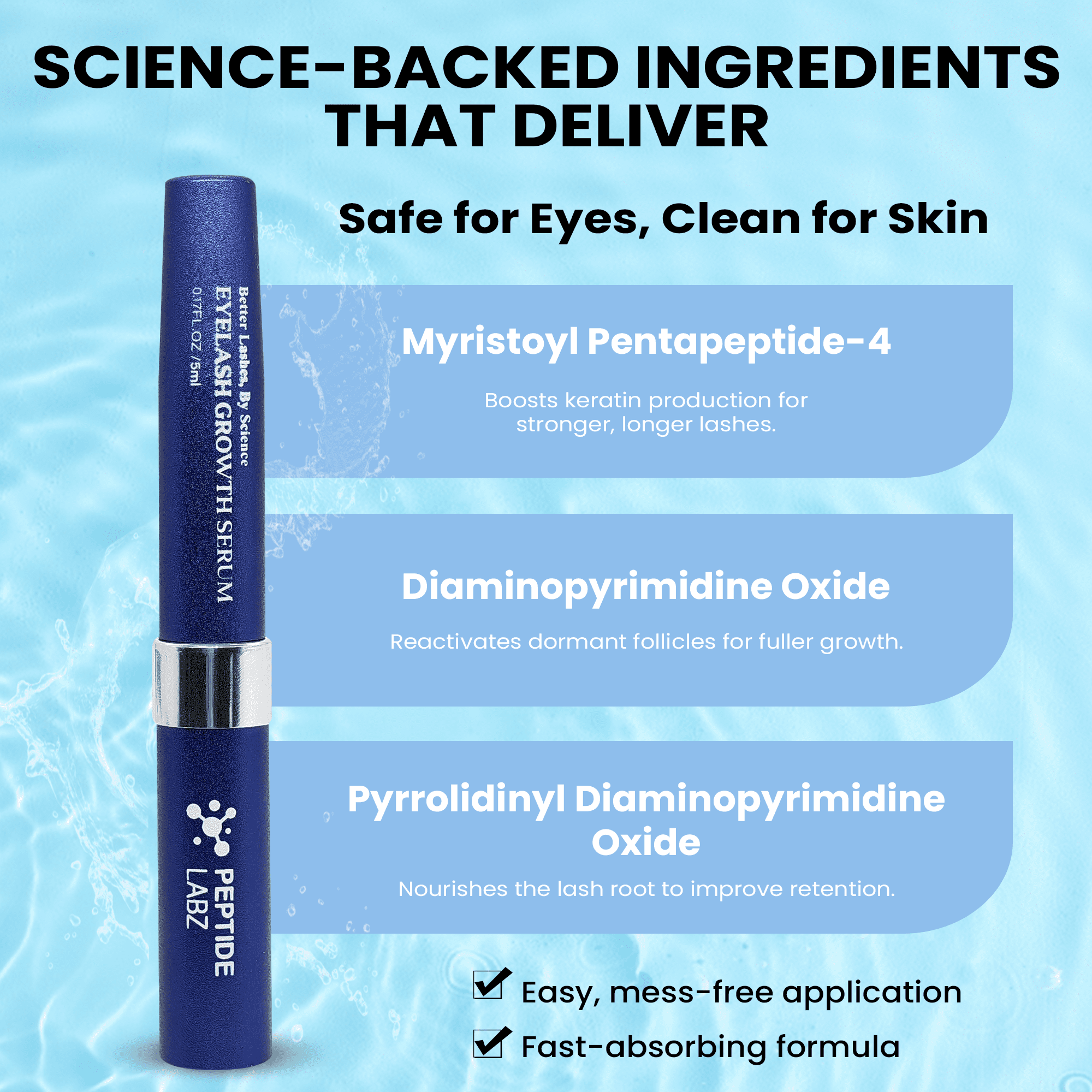 Peptide Labz Eyelash Conditioning Serum with Peptides & Keratin – Cosmetic Lash Enhancer, 5ml