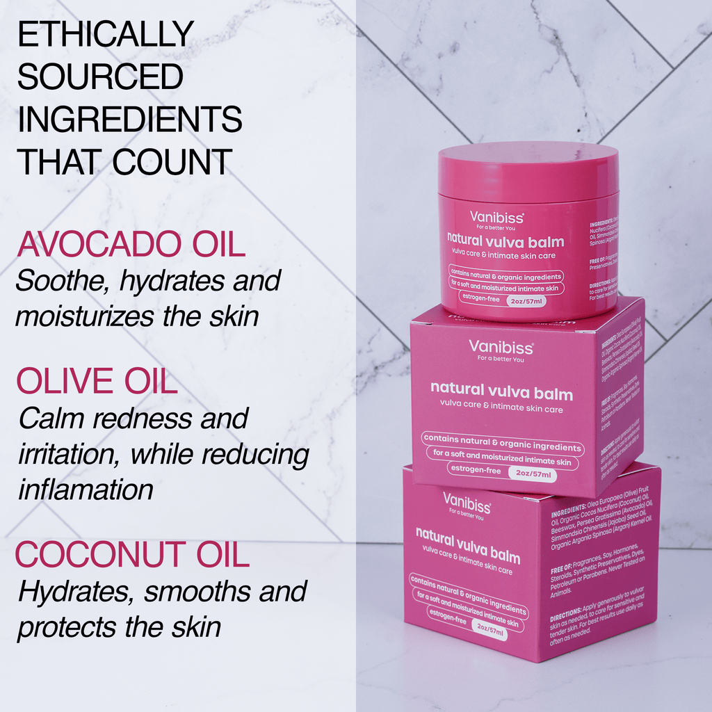 Vanibiss Natural Vulva Balm - Moisturizing Estrogen-Free for Dryness, Redness, Itching, & Irritation 2 oz