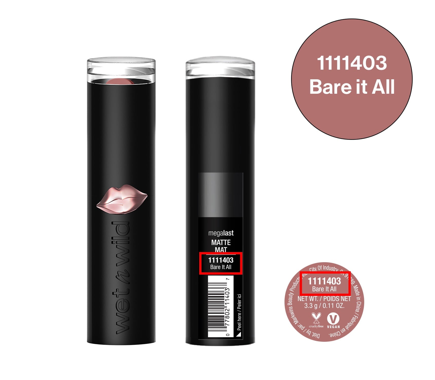 (2 pack) wet n wild Mega Last Matte Lip Color - Nude