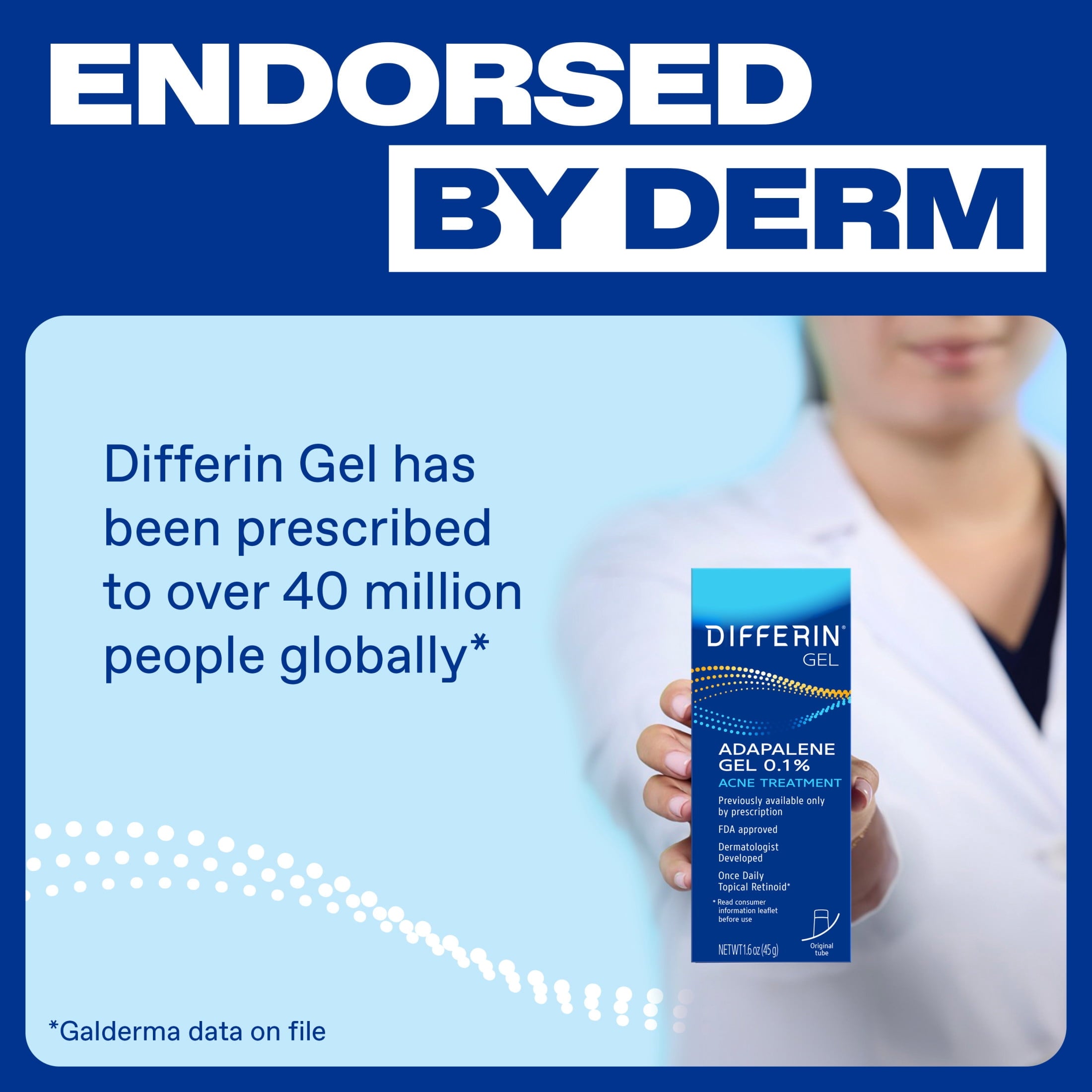 Differin Prescription-Strength Retinoid Acne Treatment Gel for Face with 0.1% Adapalene, Clears & Prevents Acne, Fragrance-Free, 15g Tube