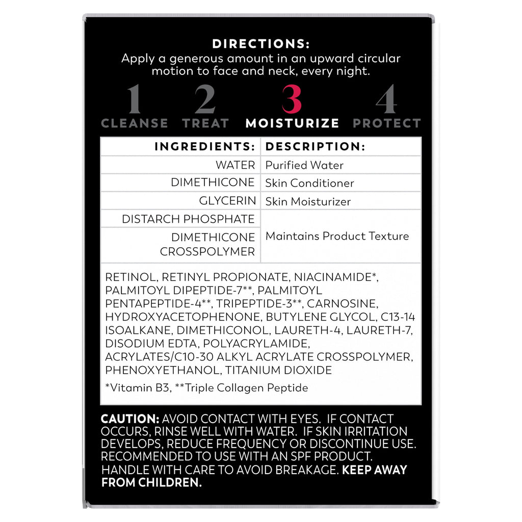 Olay Retinol 24 Max Night Moisturizing Cream with Triple Collagen Peptide, Fragrance-Free, 1.7 oz