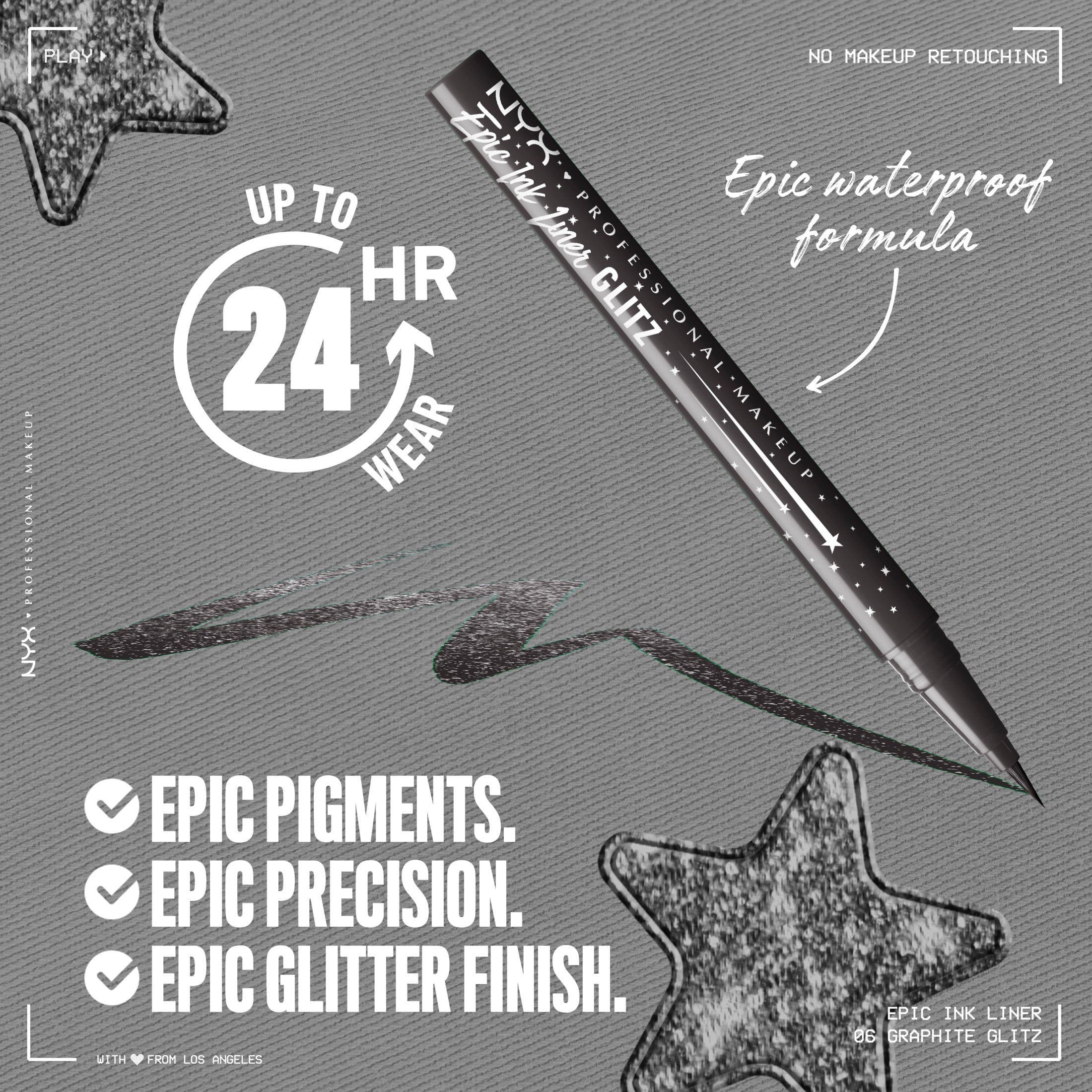 NYX Professional Makeup Epic Ink Glitz, Metallic Liquid Eyeliner, Graphite Glitz, 0.03 fl oz