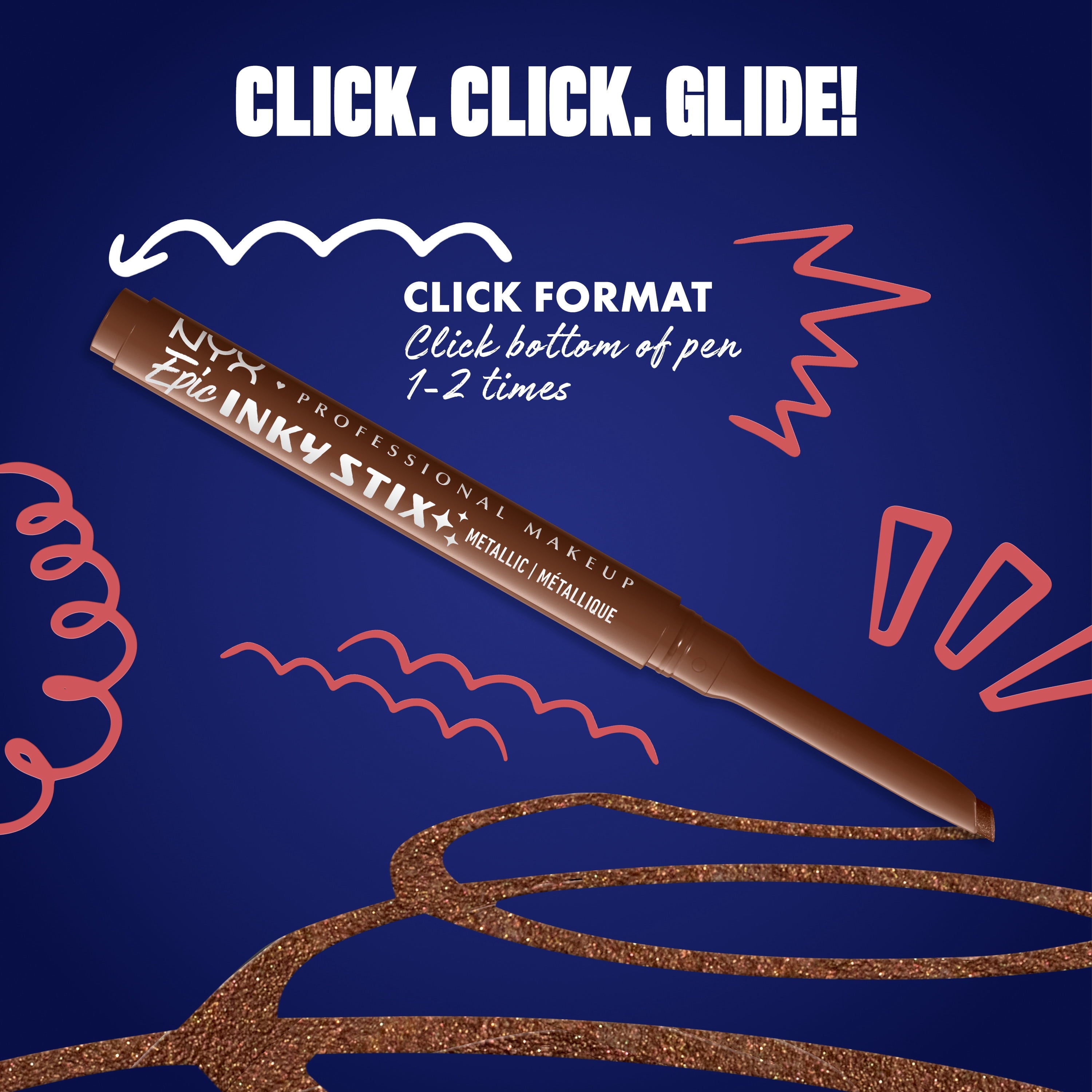 NYX Professional Makeup Epic Inky Stix Mechanical Cream Metallic Gel Eyeliner, Kinetic Copper 03