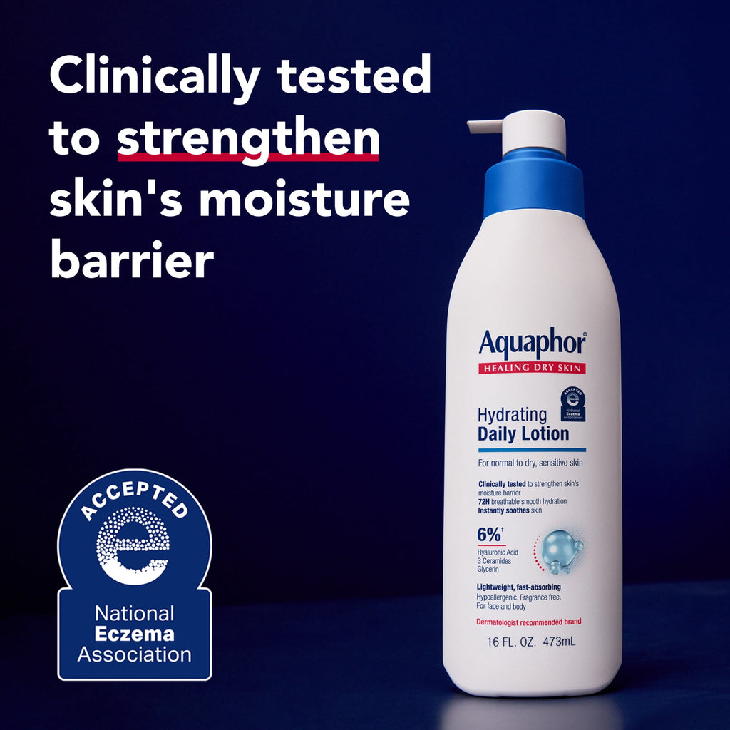 Aquaphor Daily Hydrating Face and Body Lotion, 16 fl oz Pump Bottle