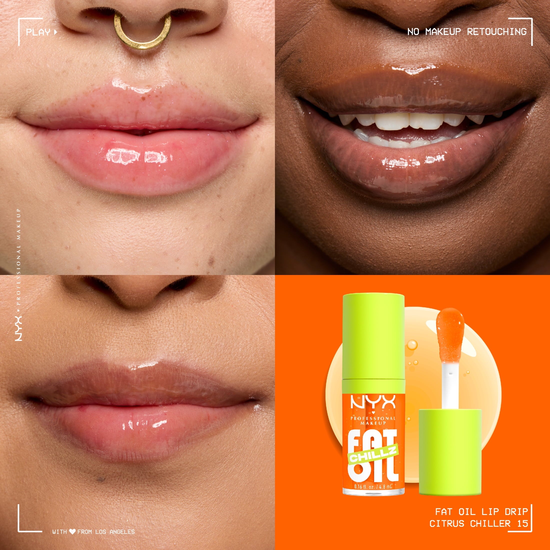 NYX Professional Makeup Fat Oil Chillz Lip Gloss, 12 Hour Hydration, Citrus Chiller, 0.16 fl oz