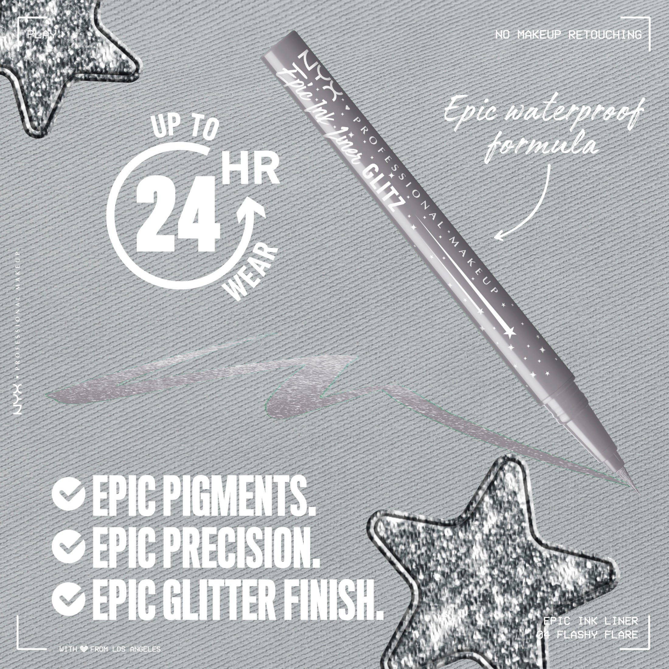NYX Professional Makeup Epic Ink Glitz, Metallic Liquid Eyeliner, Flashy Flare, 0.03 fl oz