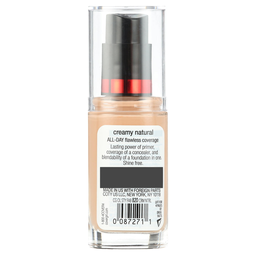 COVERGIRL Outlast Stay Fabulous 3-in-1 Foundation, 820 Creamy Natural, 1 Fl Oz