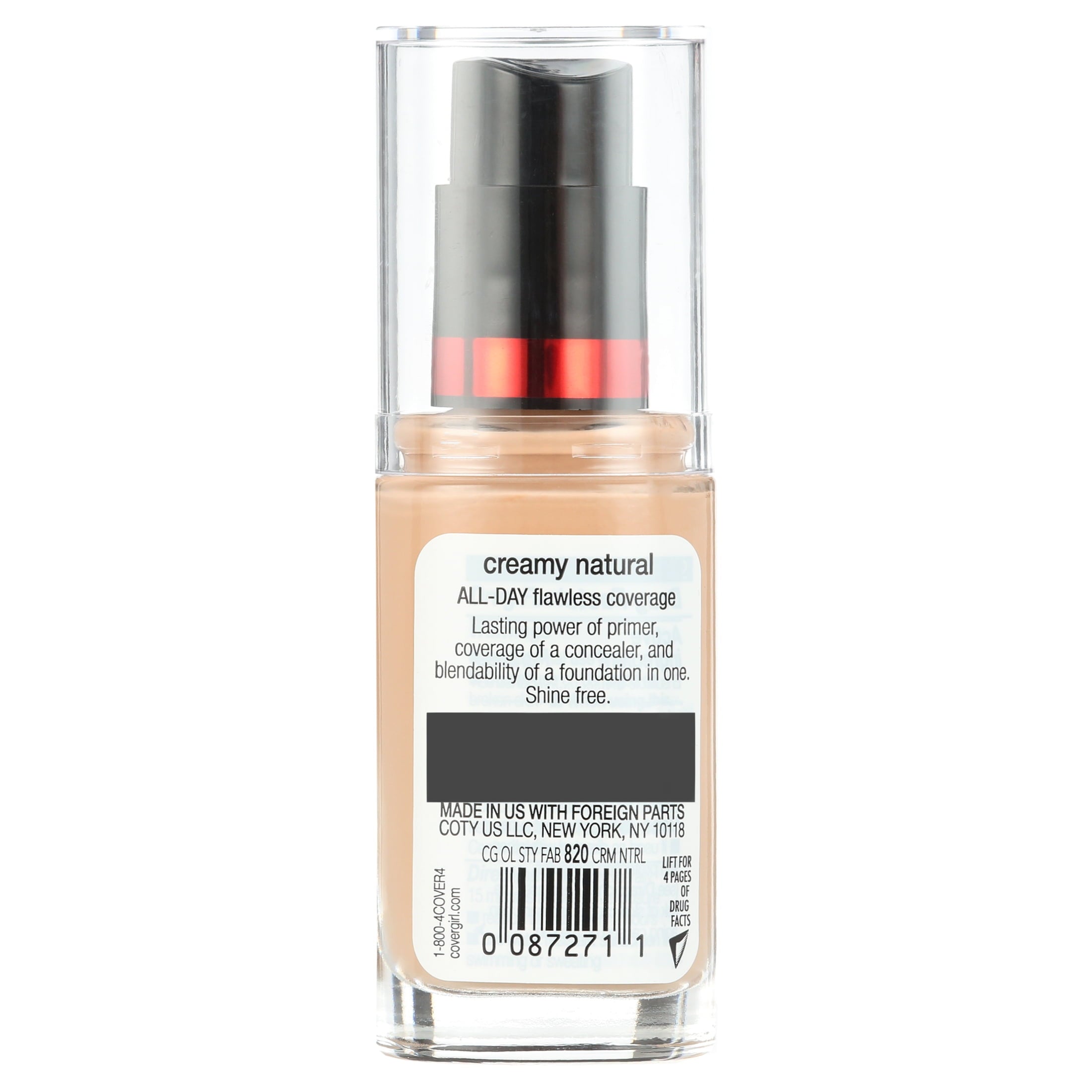 COVERGIRL Outlast Stay Fabulous 3-in-1 Foundation, 820 Creamy Natural, 1 Fl Oz