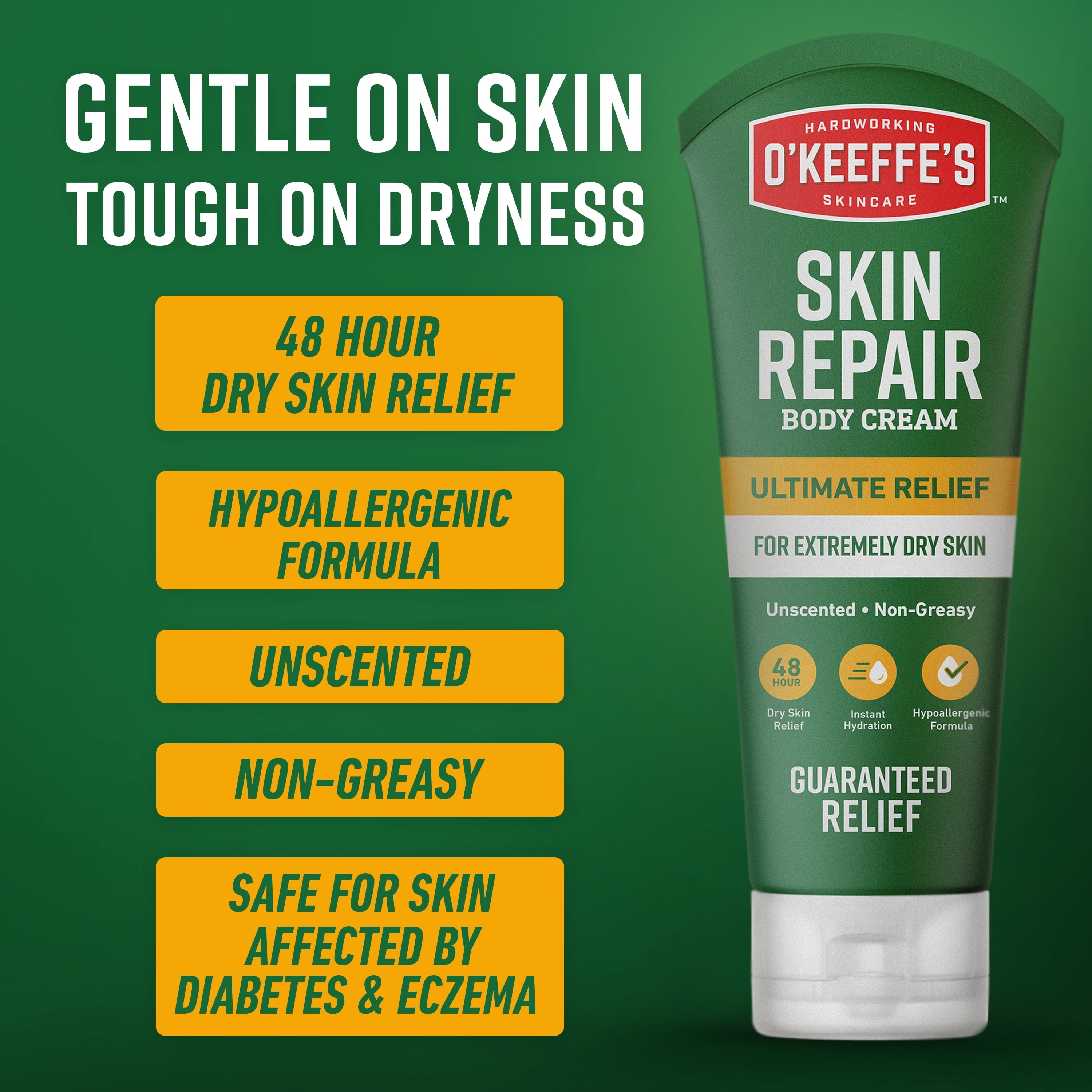 O’Keeffe’s Skin Repair Body Cream, Ultimate Relief, 48 Hour Moisture, Unscented, 7oz Tube