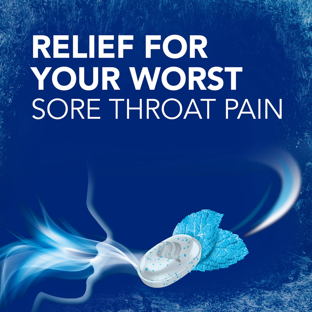 Vicks VapoCOOL SEVERE Medicated Sore Throat Drops, Menthol, Winterfrost Flavor, 45 count