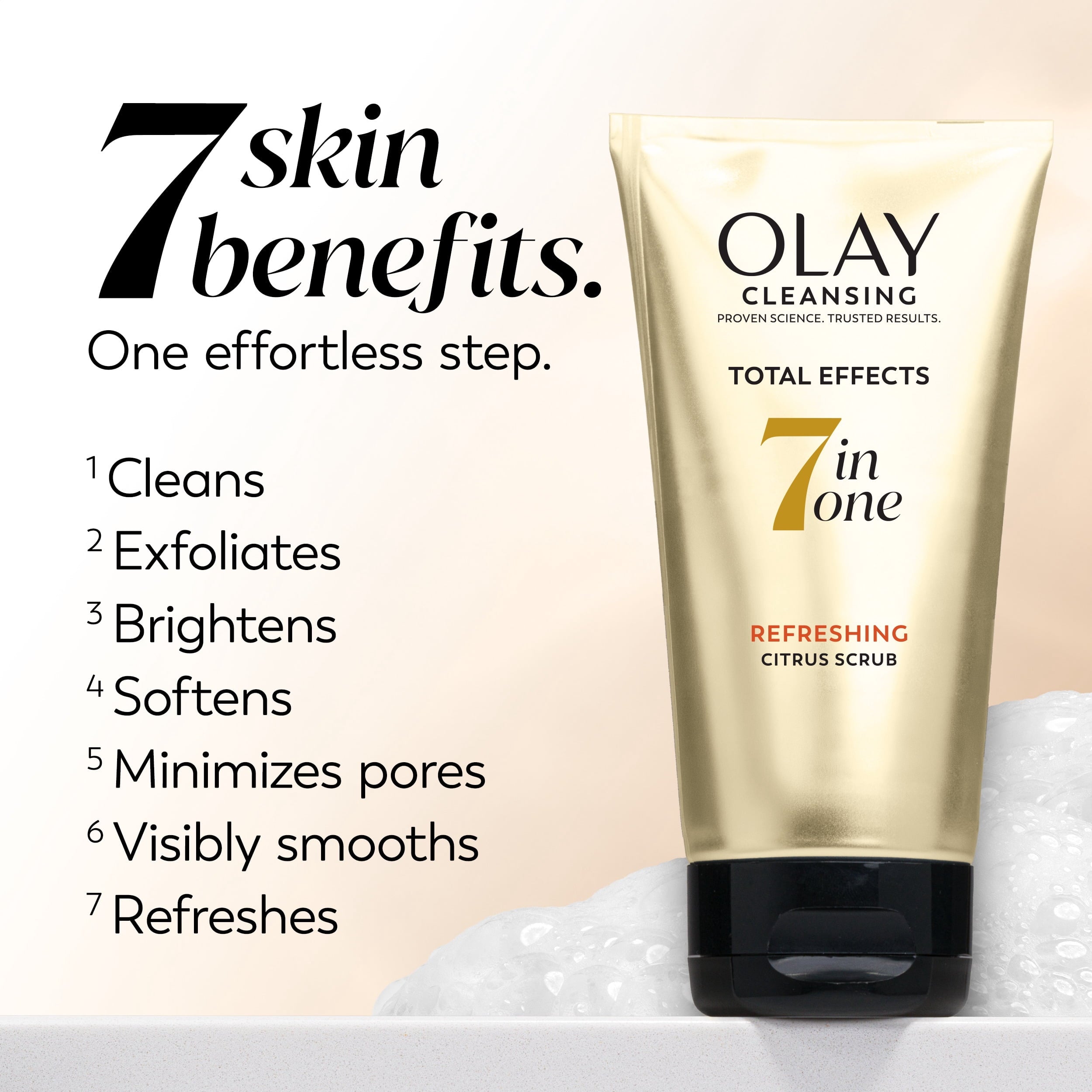Olay Face Wash, Total Effects Citrus Face Scrub, Exfoliating Cleanser, 5.0fl oz