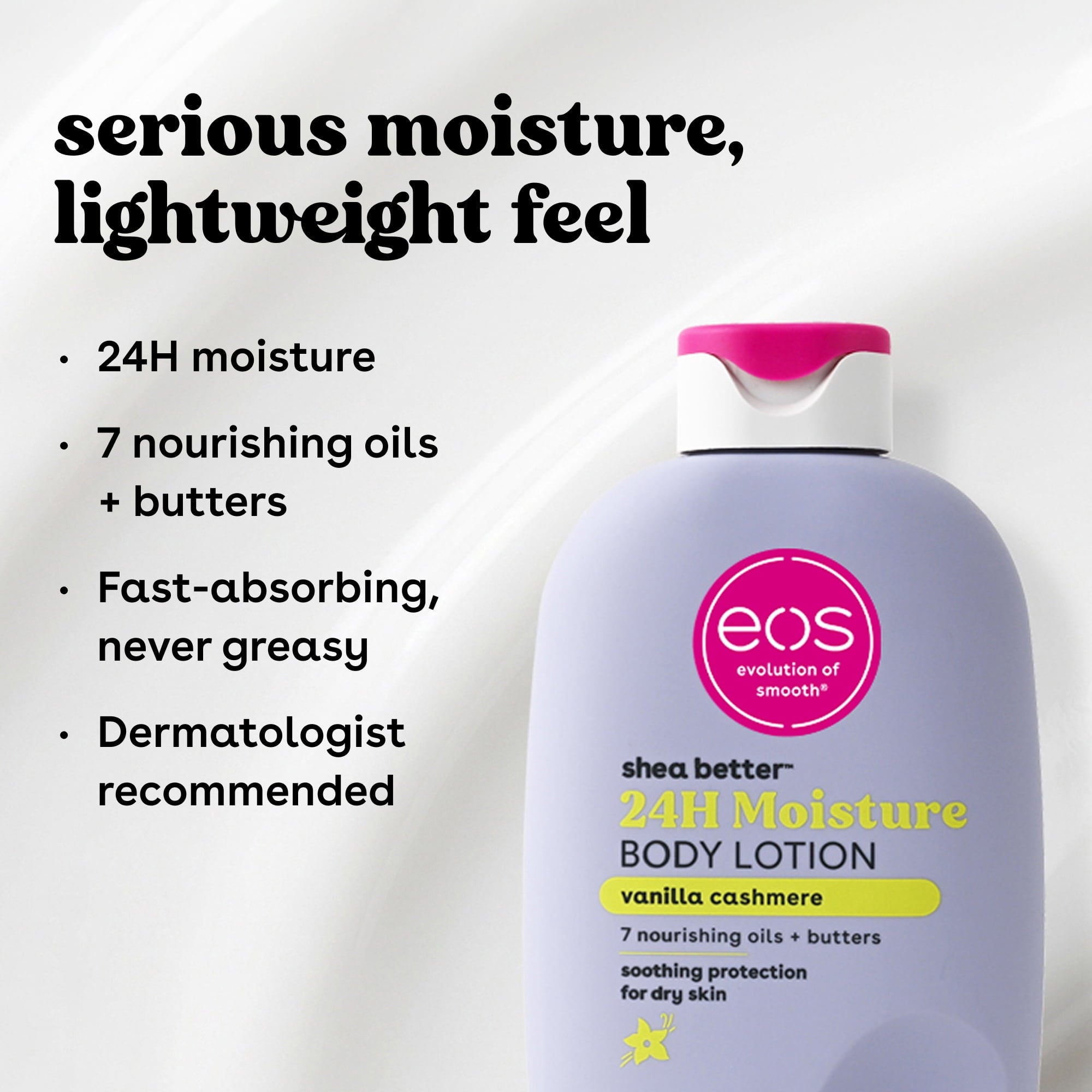eos Shea Better 24H Moisture Body Lotion, Vanilla Cashmere, for Dry Skin, 16 fl oz