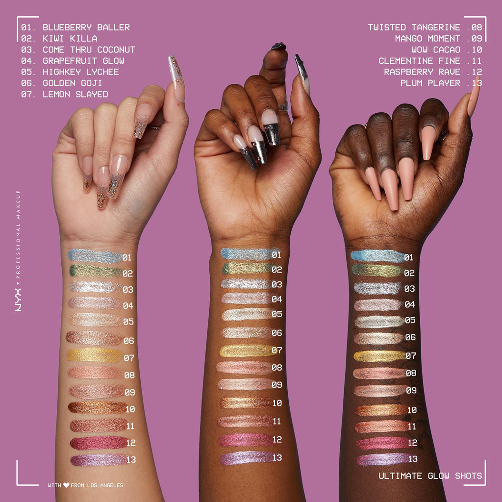 NYX Professional Makeup Ultimate Glow Shots Shimmer Liquid Eyeshadow, Raspberry Rave