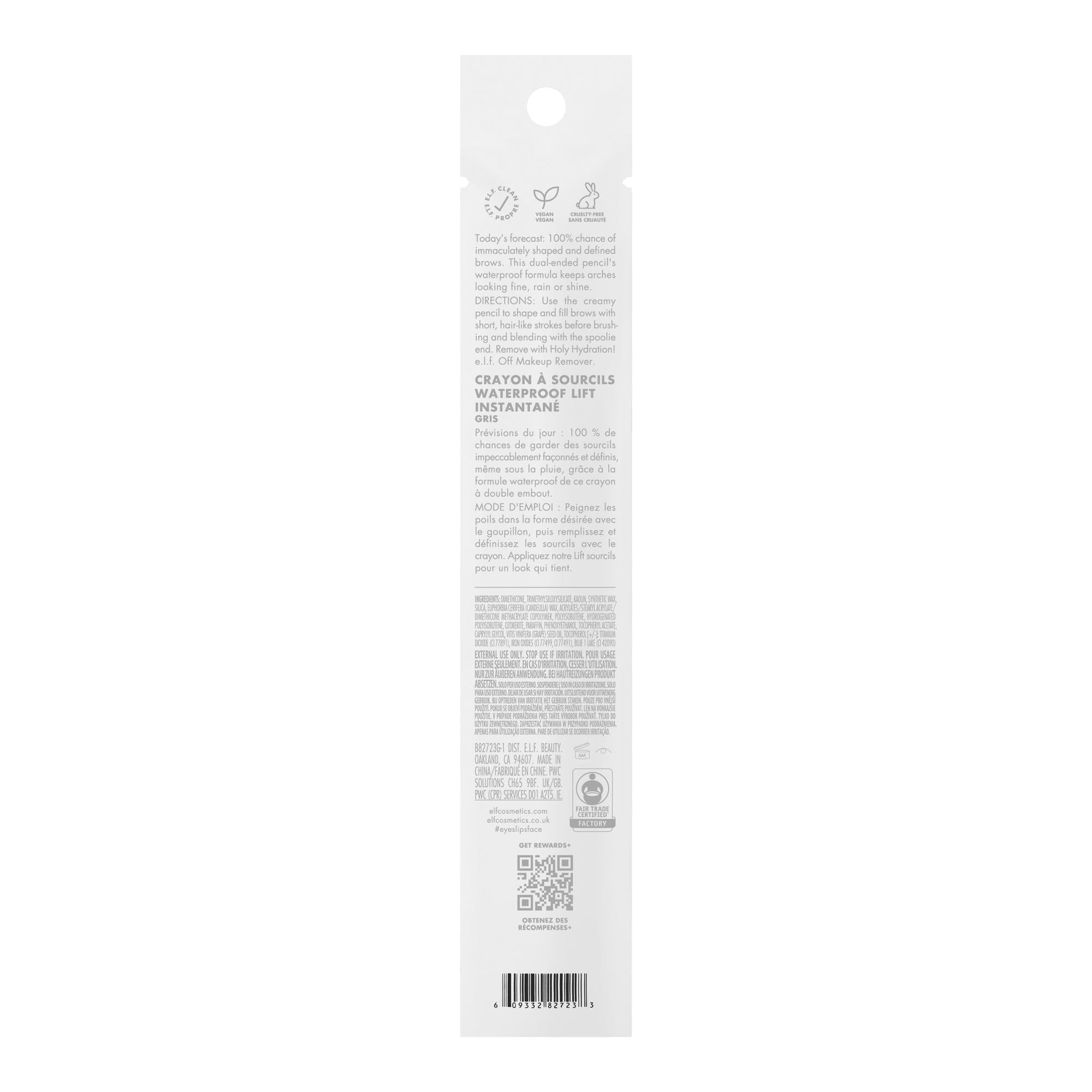 e.l.f. Instant Lift Waterproof Brow Pencil, Grey, 0.008oz