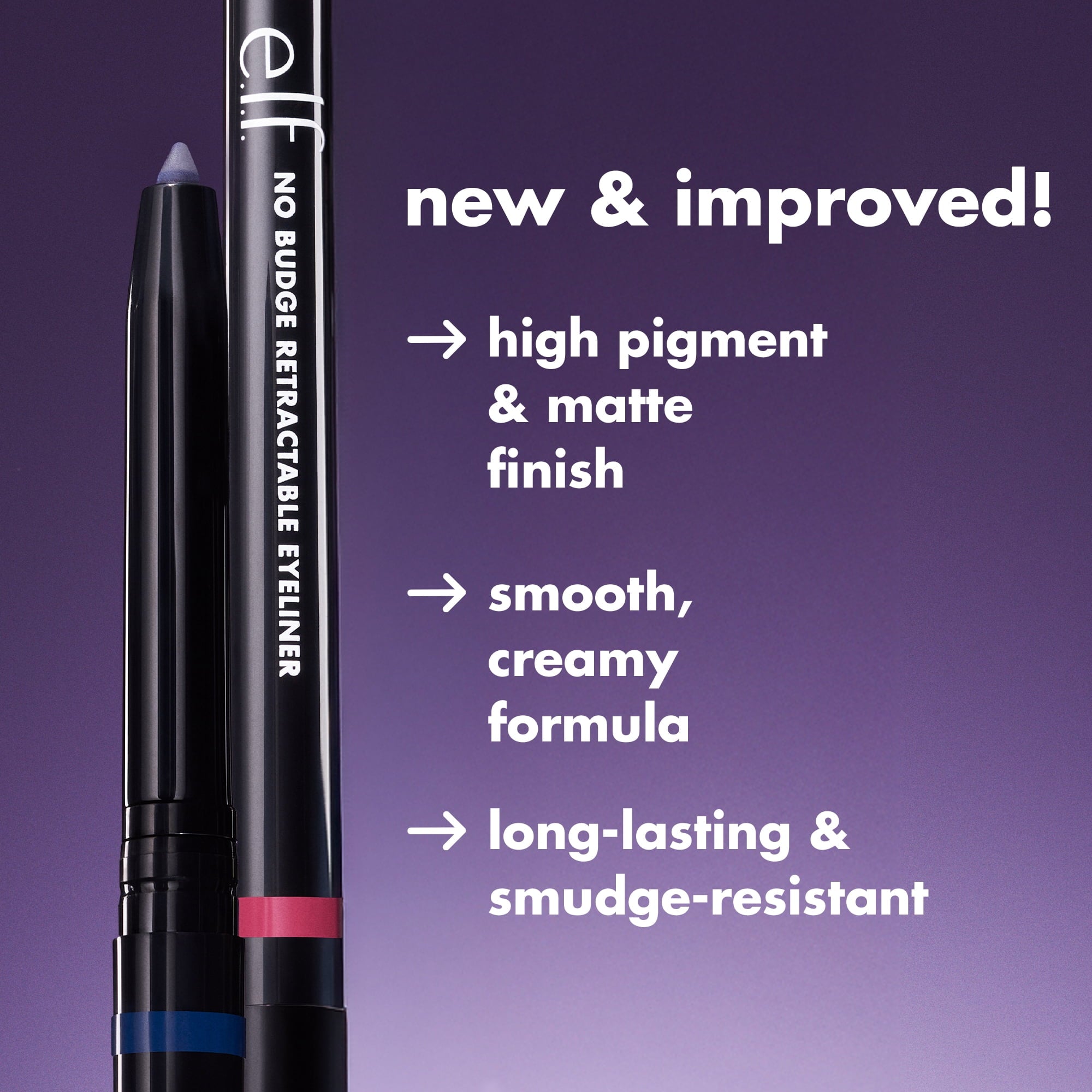 e.l.f. No Budge Retractable Eyeliner, Black 81330, Washable, 0.006 oz