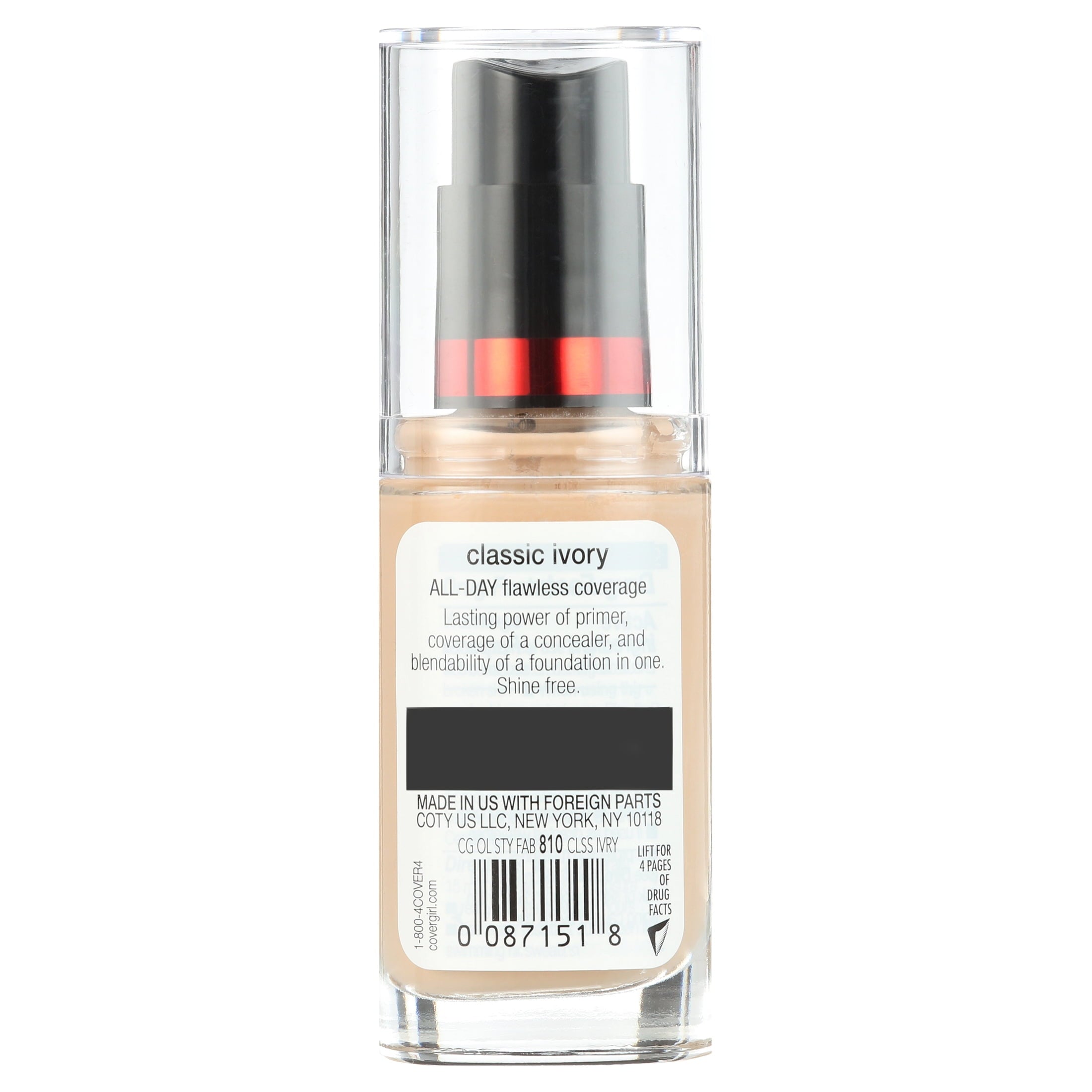 COVERGIRL Outlast All-Day Stay Fabulous 3-in-1 Foundation, 810 Classic Ivory, 1 oz