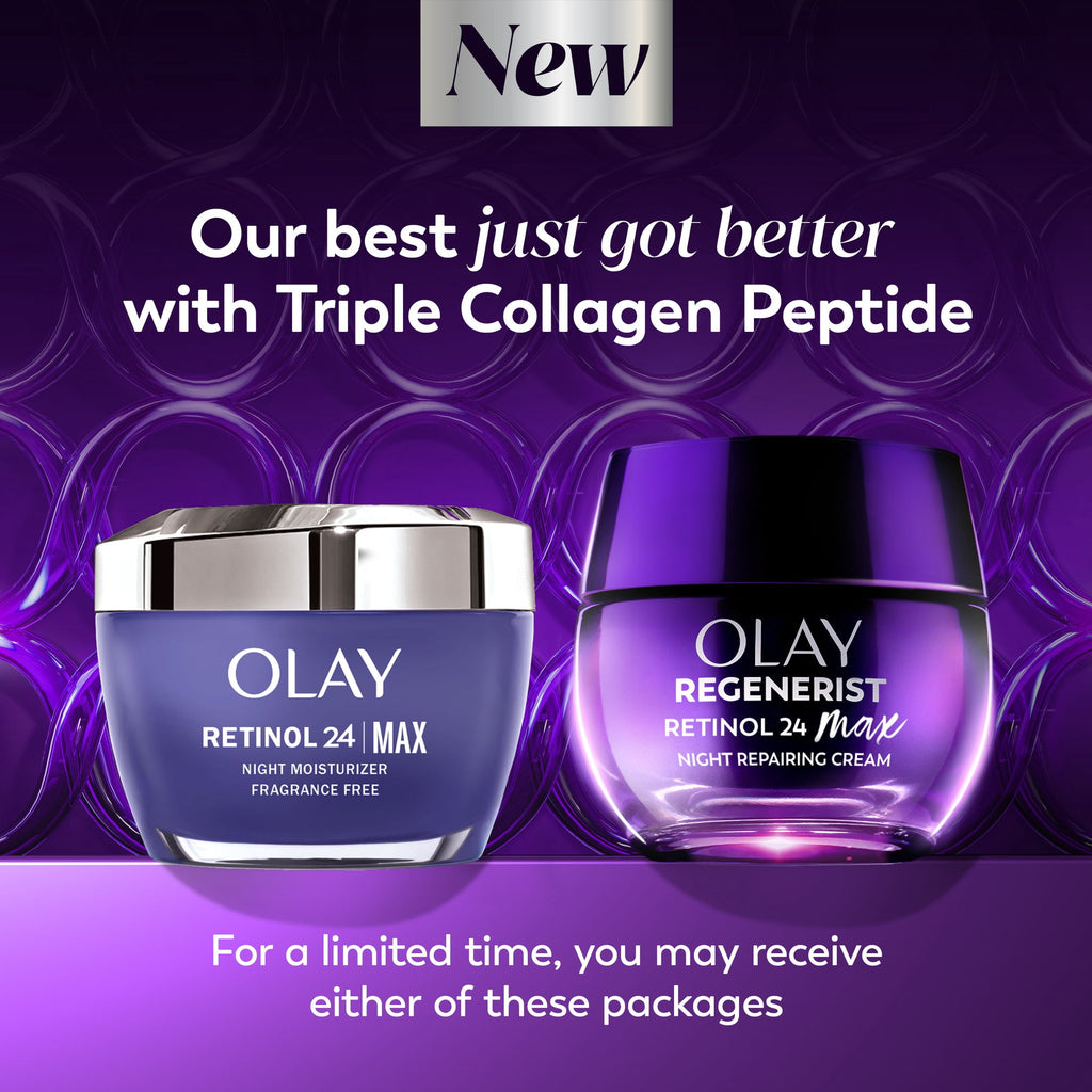 Olay Retinol 24 Max Night Moisturizing Cream with Triple Collagen Peptide, Fragrance-Free, 1.7 oz