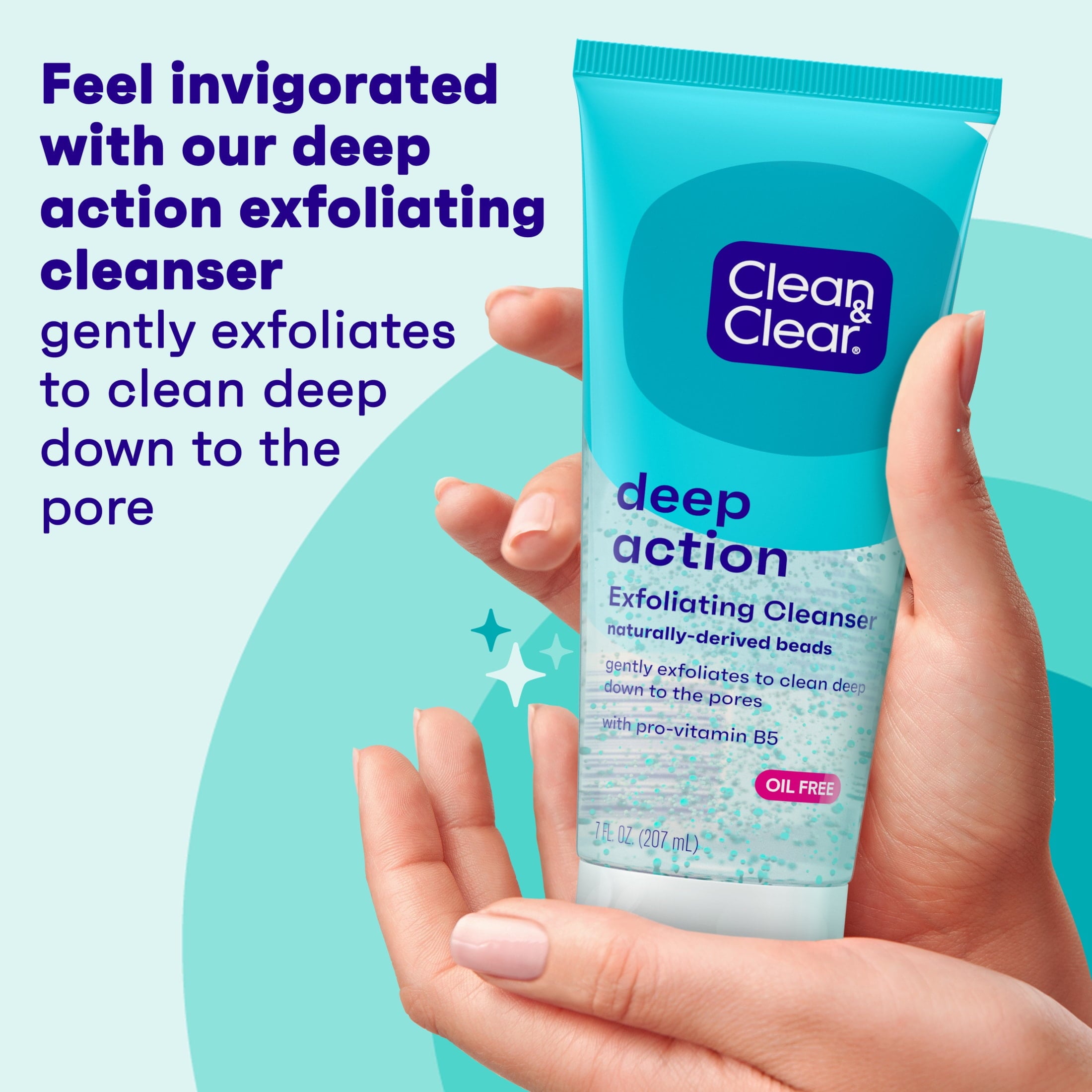 Clean Clear Oil-Free Deep Action Exfoliating Acne Face Wash, Facial Cleanser, 7oz