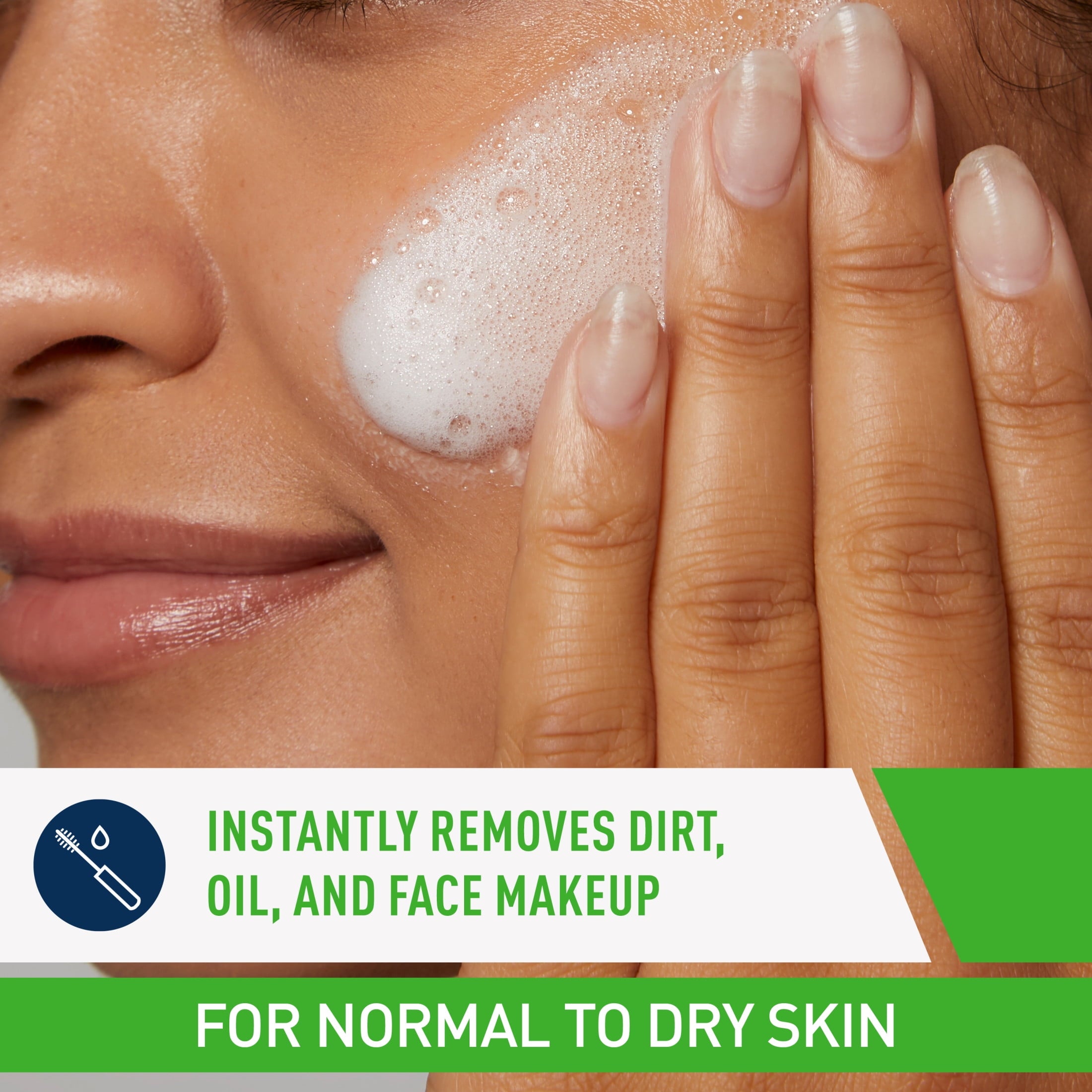 CeraVe Facial Wash Hydrating Cream-to-Foam with Hyaluronic Acid for Normal to Dry Skin 8 fl oz