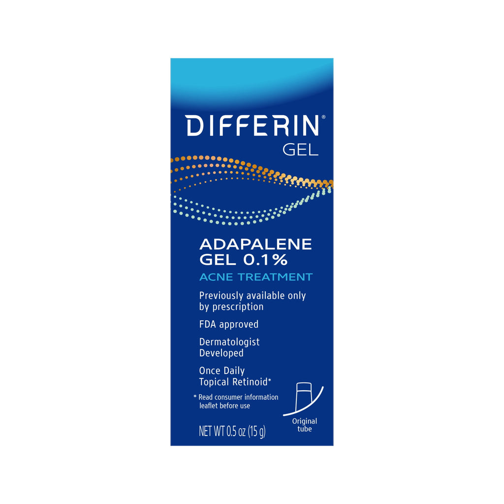 Differin Prescription-Strength Retinoid Acne Treatment Gel for Face with 0.1% Adapalene, Clears & Prevents Acne, Fragrance-Free, 15g Tube