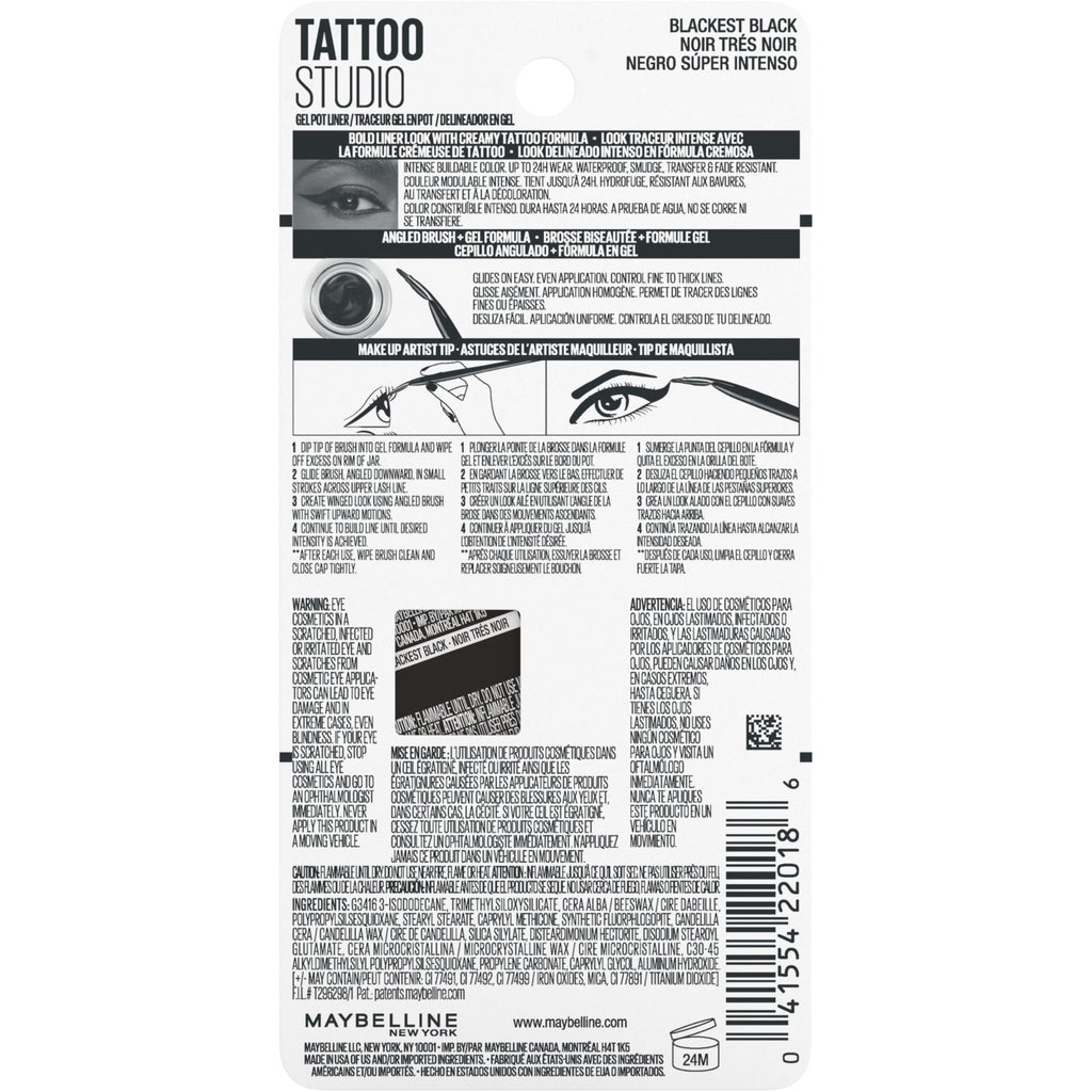 Maybelline Lasting Drama Gel Liner, Blackest Black, 0.11 oz