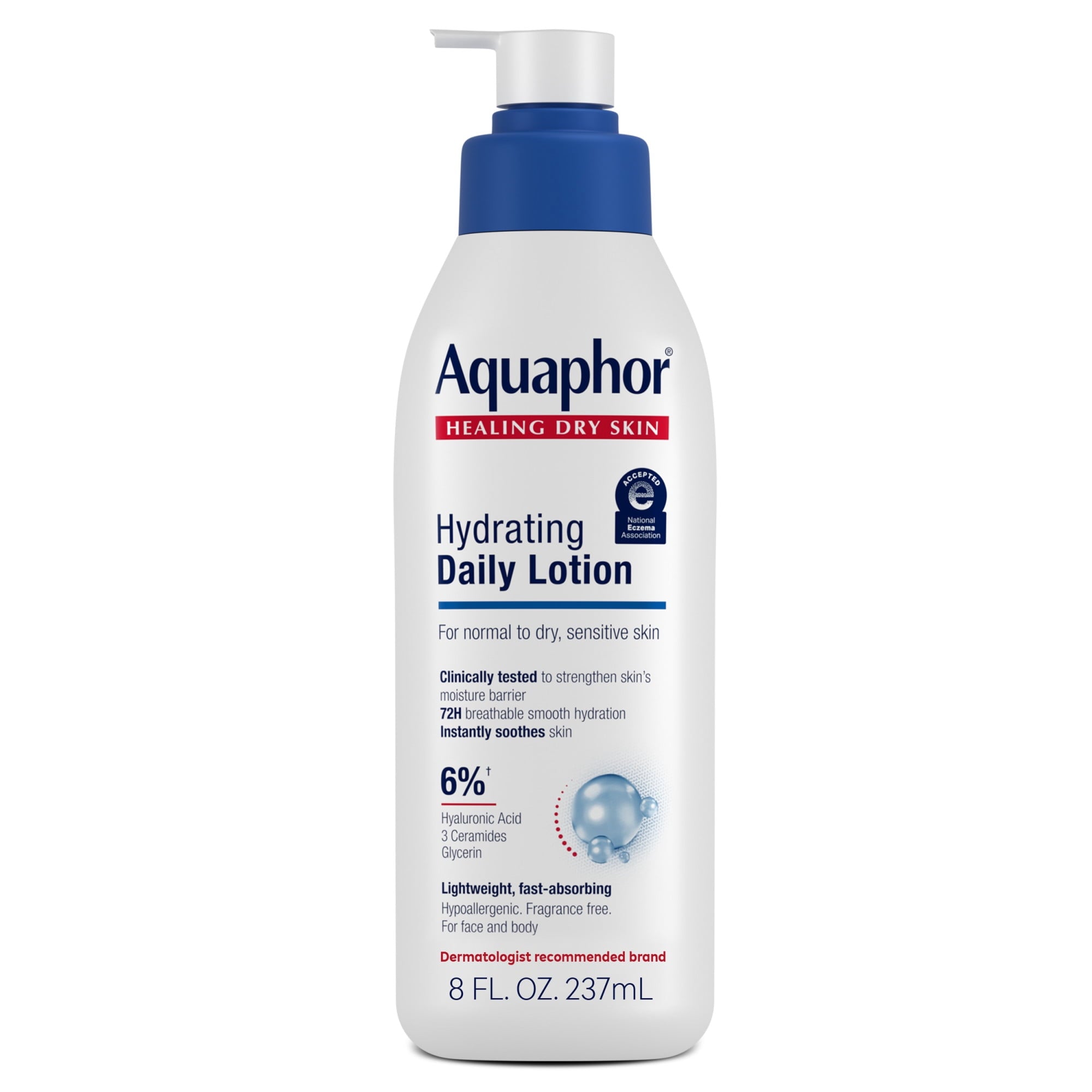 Aquaphor Daily Hydrating Face and Body Lotion, 8 fl oz Pump Bottle