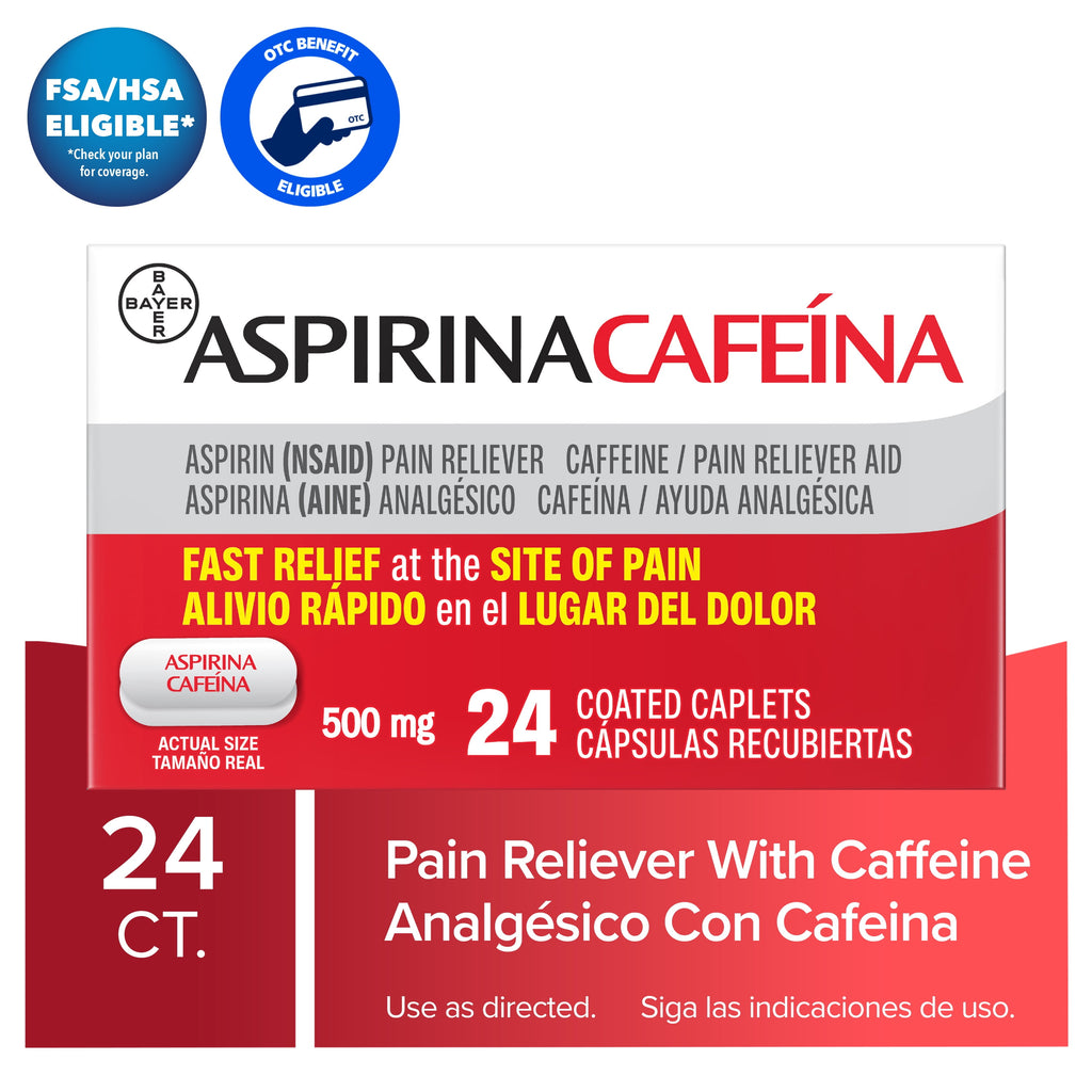 Aspirina Cafeína, Aspirin Plus Caffeine Pain Medicine, 24 Count