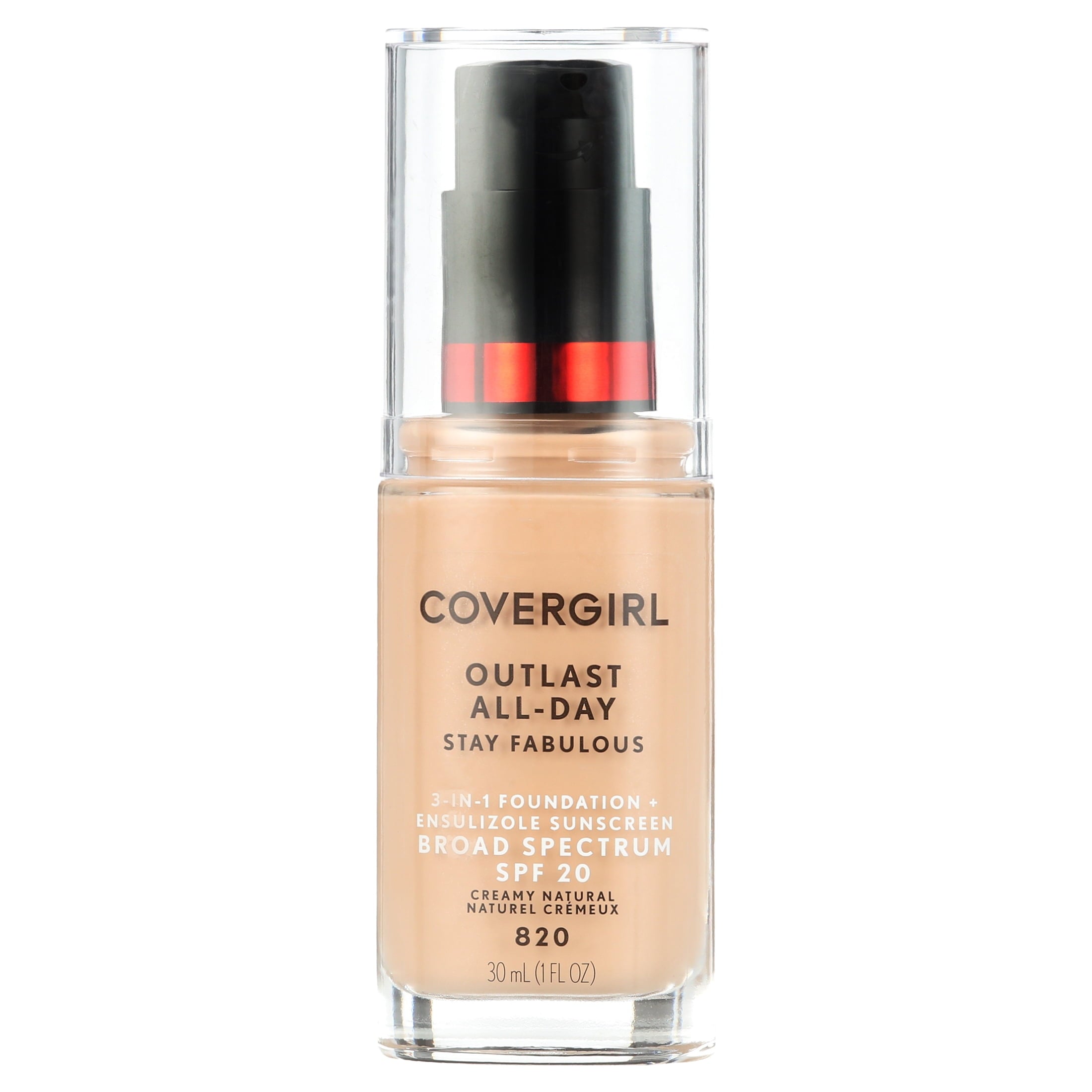 COVERGIRL Outlast Stay Fabulous 3-in-1 Foundation, 820 Creamy Natural, 1 Fl Oz