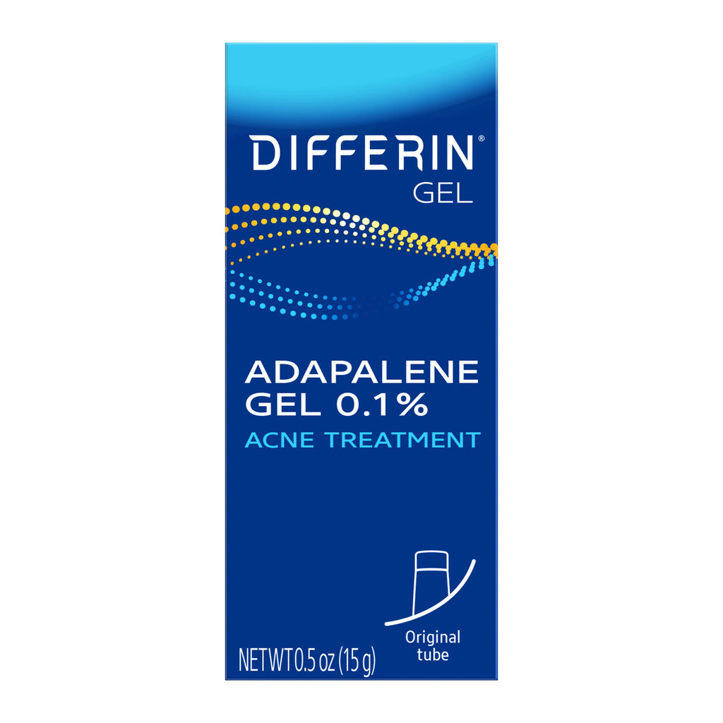 Differin Prescription-Strength Retinoid Acne Treatment Gel for Face with 0.1% Adapalene, Clears & Prevents Acne, Fragrance-Free, 15g Tube