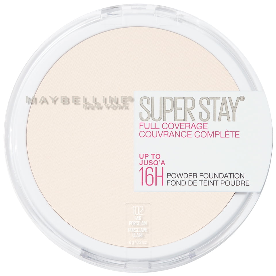Maybelline Super Stay Full Coverage Powder Foundation Makeup, Matte Finish, Fair Porcelain