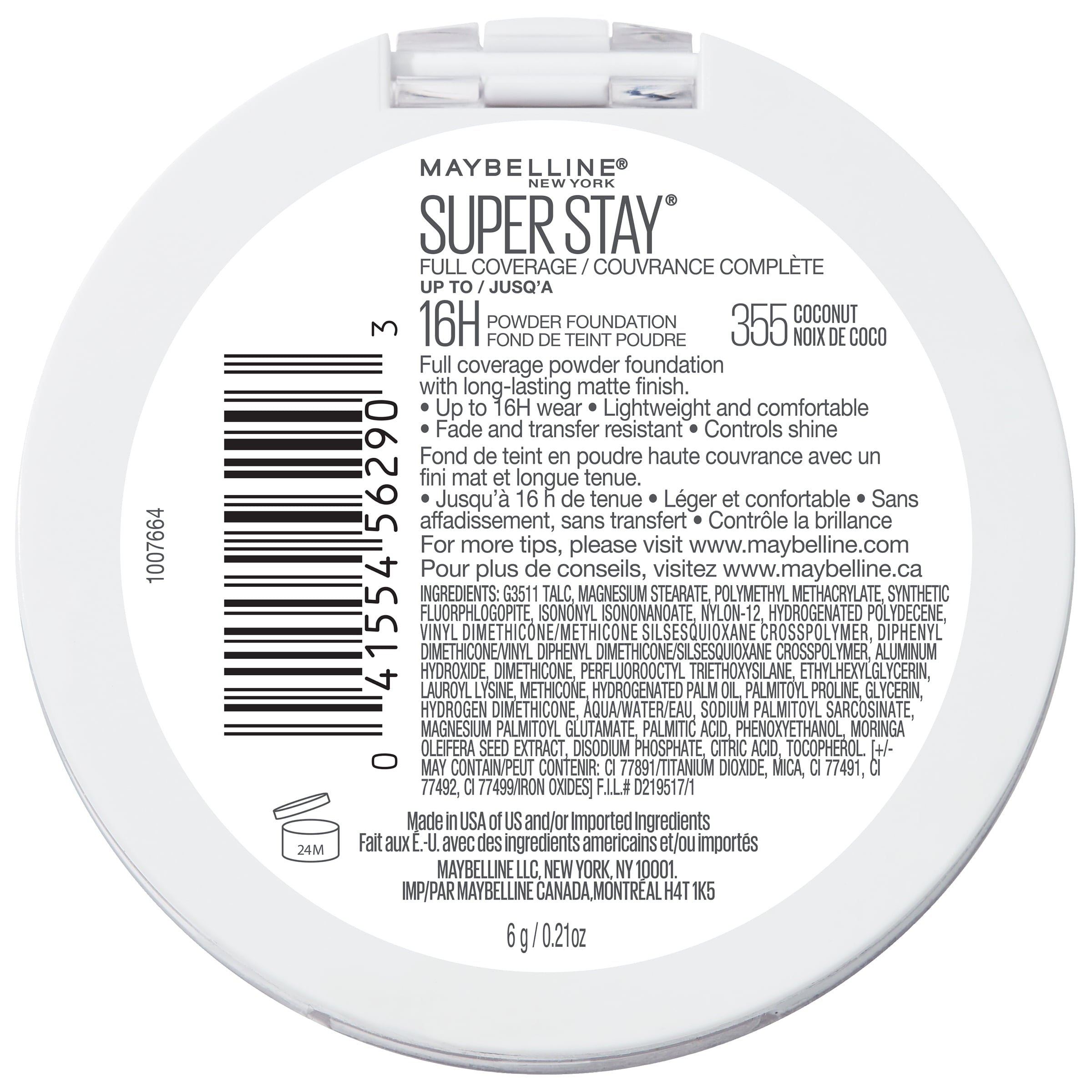 Maybelline Super Stay Full Coverage Powder Foundation Makeup, Matte Finish, Coconut