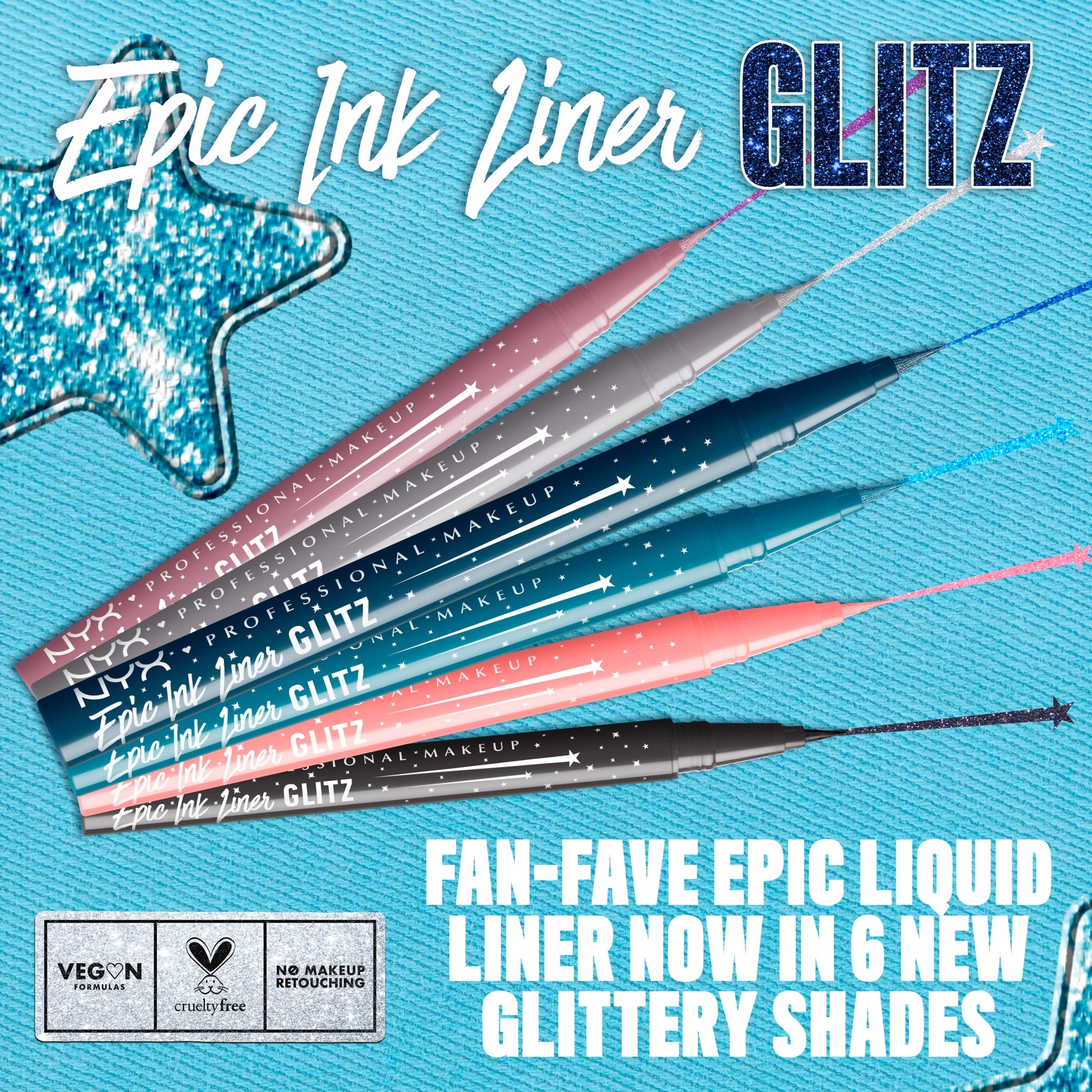 NYX Professional Makeup Epic Ink Glitz, Metallic Liquid Eyeliner, Bootcut Bling, 0.03 fl oz