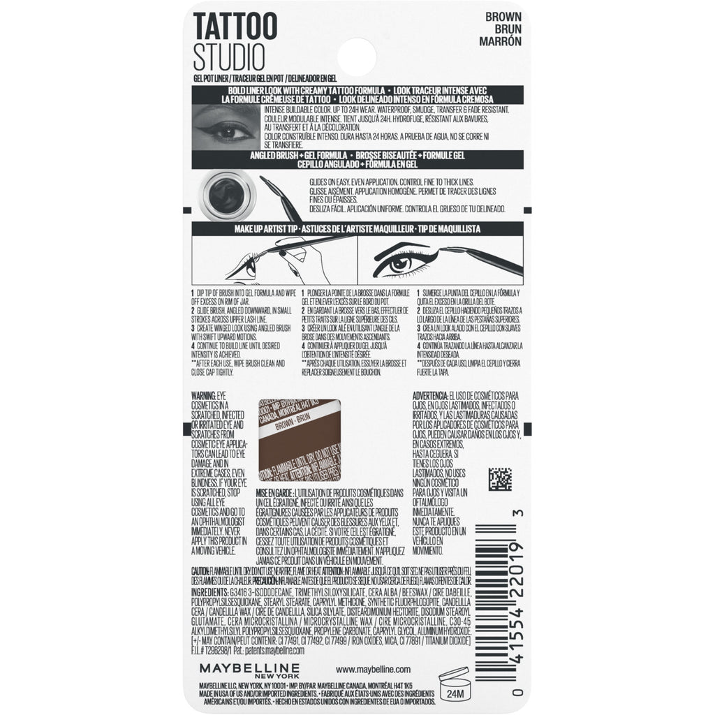 Maybelline EyeStudio Lasting Drama Gel Liner, Brown