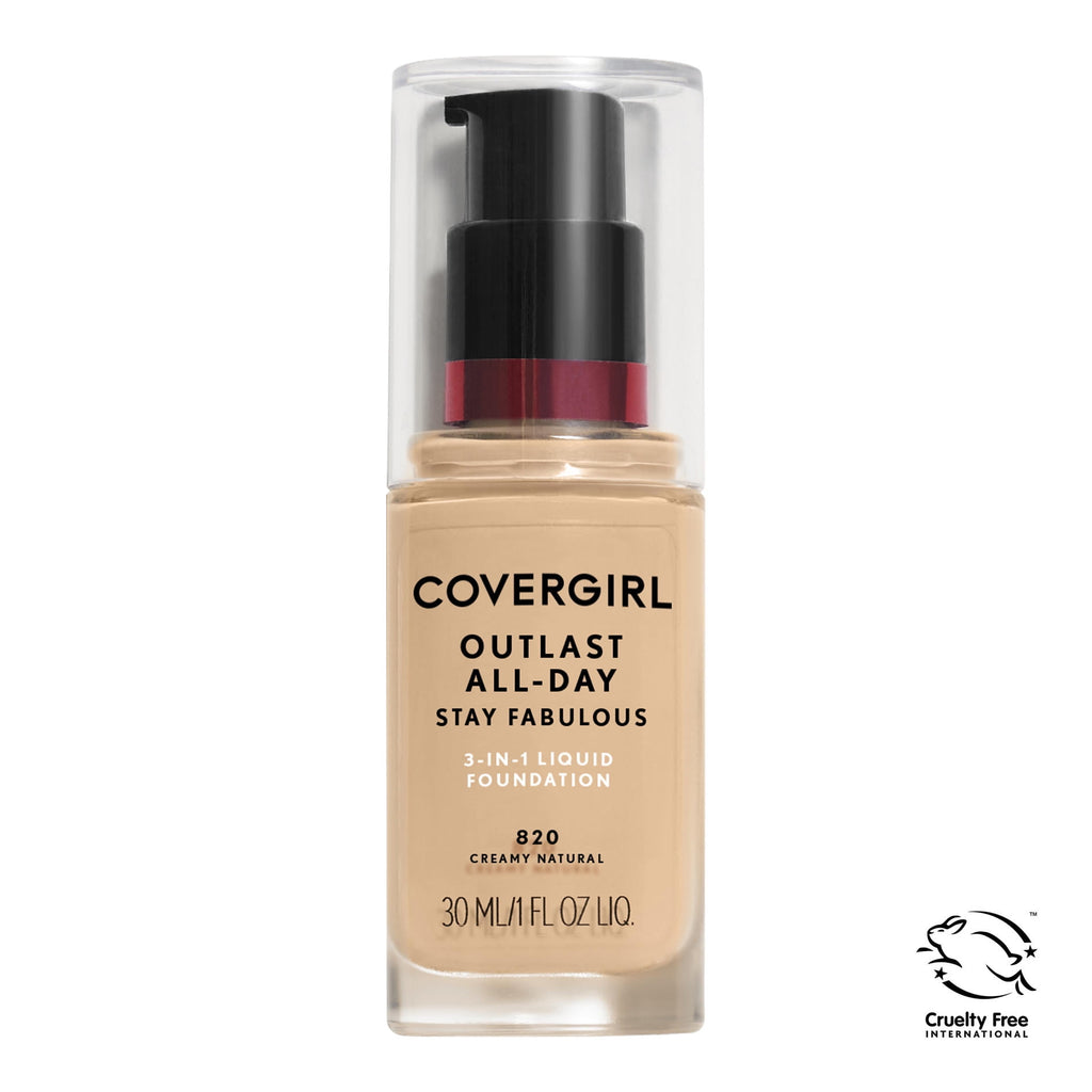 COVERGIRL Outlast Stay Fabulous 3-in-1 Foundation, 820 Creamy Natural, 1 Fl Oz