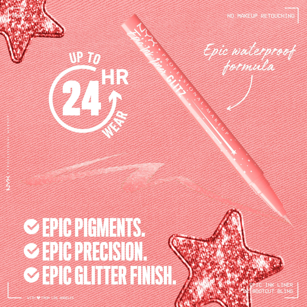 NYX Professional Makeup Epic Ink Glitz, Metallic Liquid Eyeliner, Bootcut Bling, 0.03 fl oz