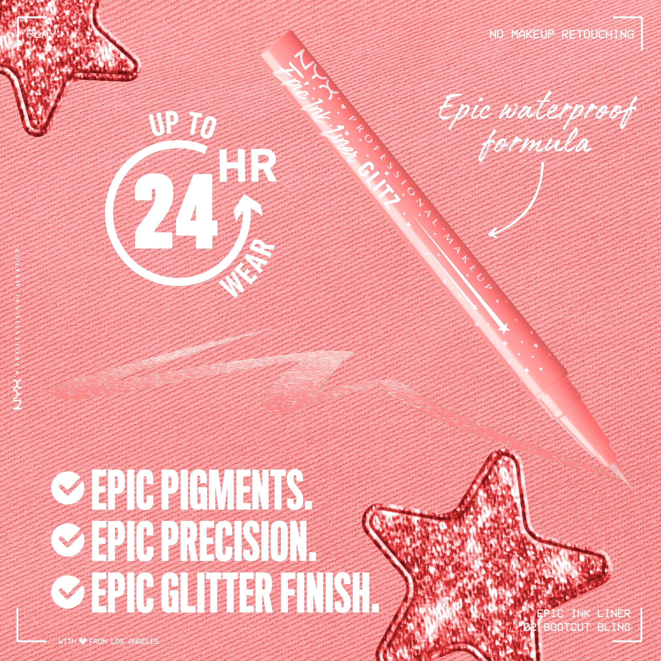 NYX Professional Makeup Epic Ink Glitz, Metallic Liquid Eyeliner, Bootcut Bling, 0.03 fl oz