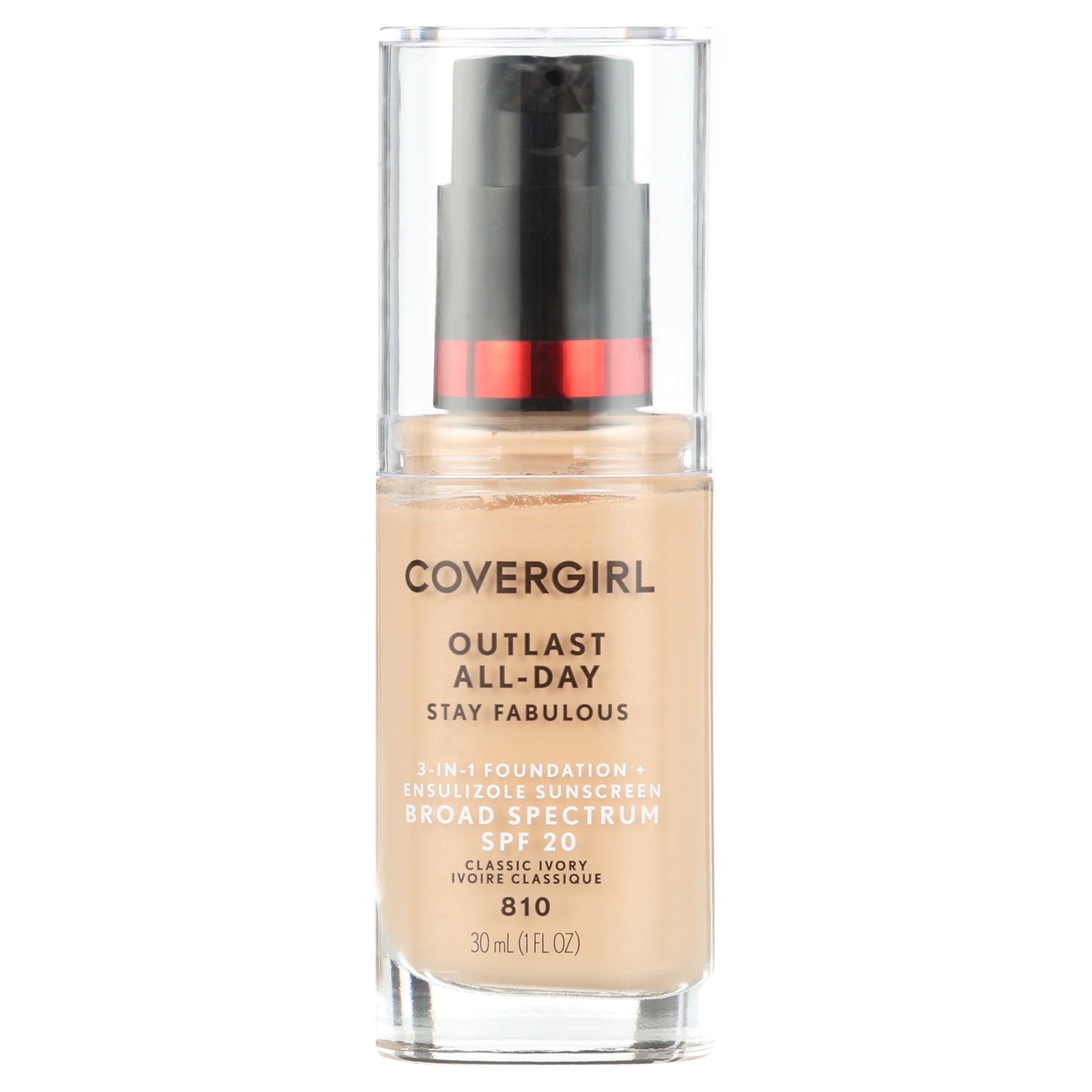 COVERGIRL Outlast All-Day Stay Fabulous 3-in-1 Foundation, 810 Classic Ivory, 1 oz