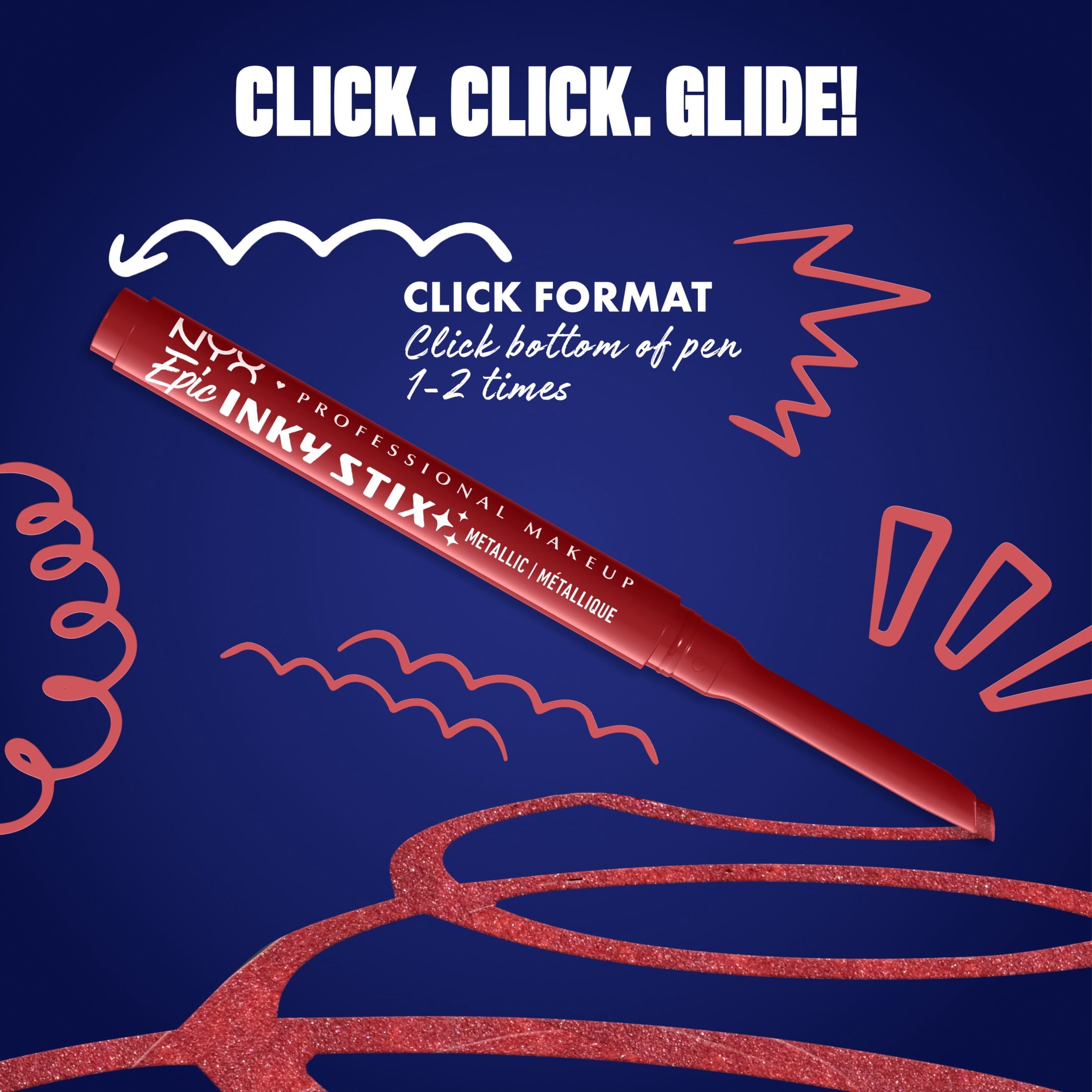 NYX Professional Makeup Epic Inky Stix Mechanical Cream Gel Eyeliner, Robotic Red, 0.003 oz