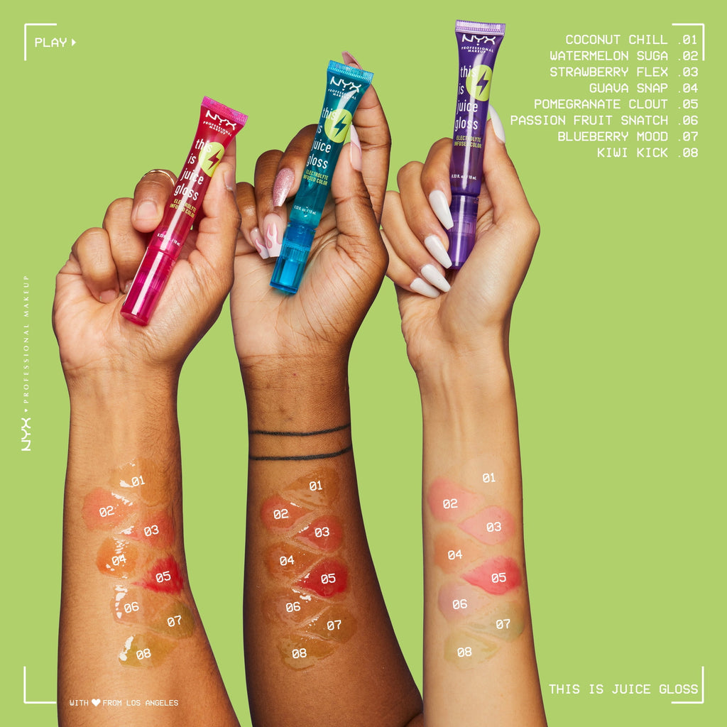 NYX Professional Makeup This Is Juice Gloss, Infused with Electrolytes, Coconut Chill