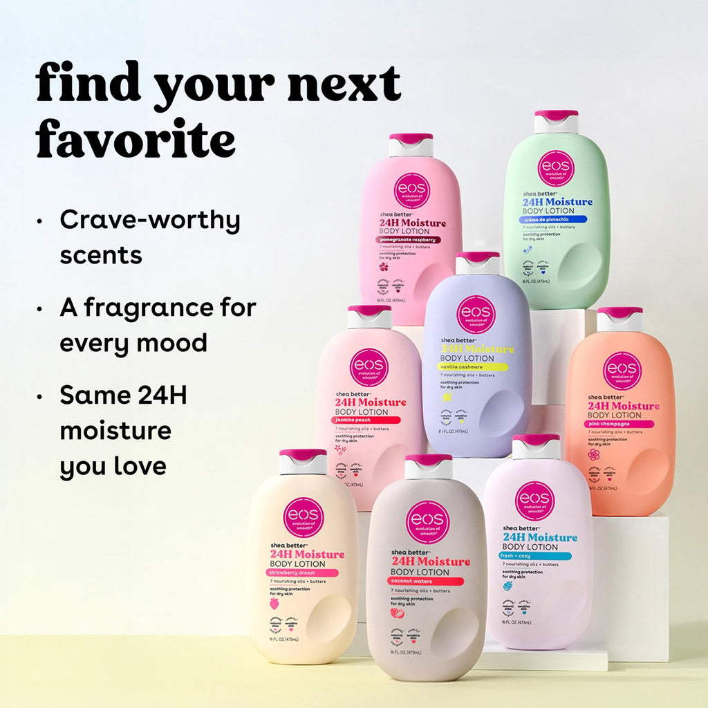 eos Shea Better 24H Moisture Body Lotion, Vanilla Cashmere, for Dry Skin, 16 fl oz