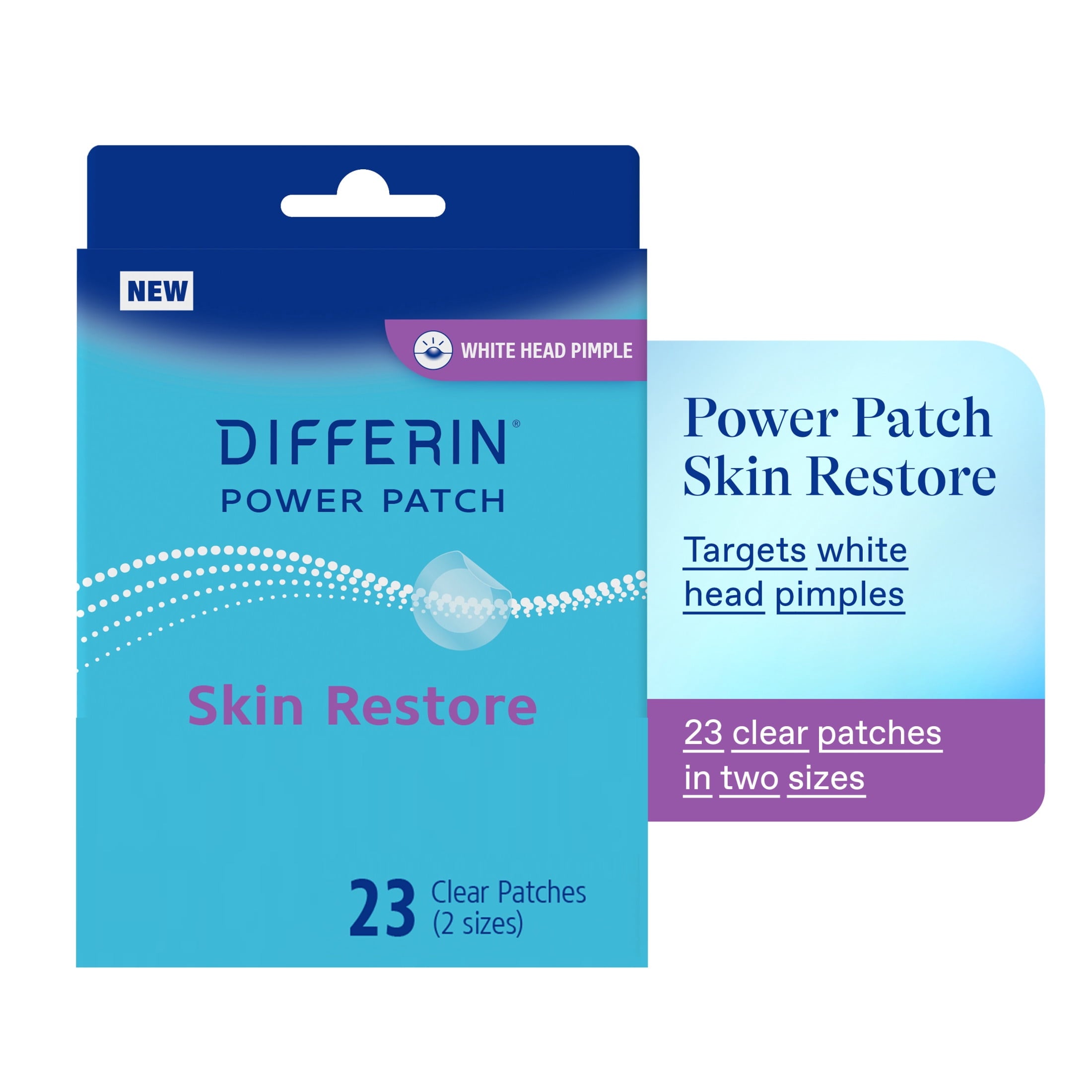 Differin Power Patches for White Head Pimples, Hydrocolloid Acne Patches, Zinc Hyaluronate and Niacinamide, 23 ct