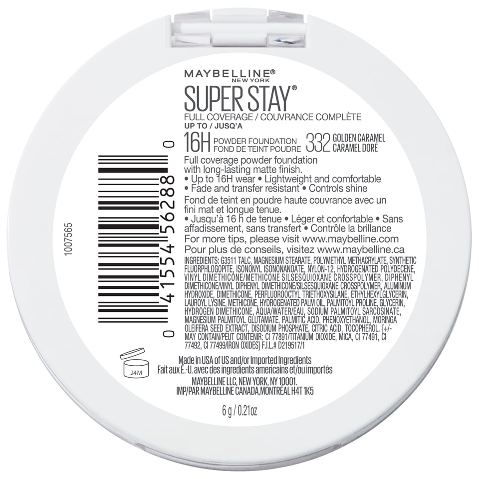 Maybelline Super Stay Full Coverage Powder Foundation Makeup, Matte Finish, Golden Caramel