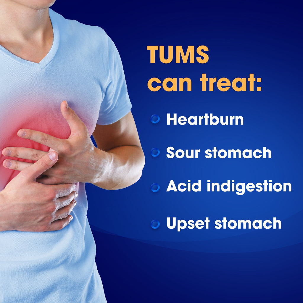 Tums Smoothies Extra Strength Heartburn Relief Chewable Antacid Tablets, Berry Fusion, 60 Ct
