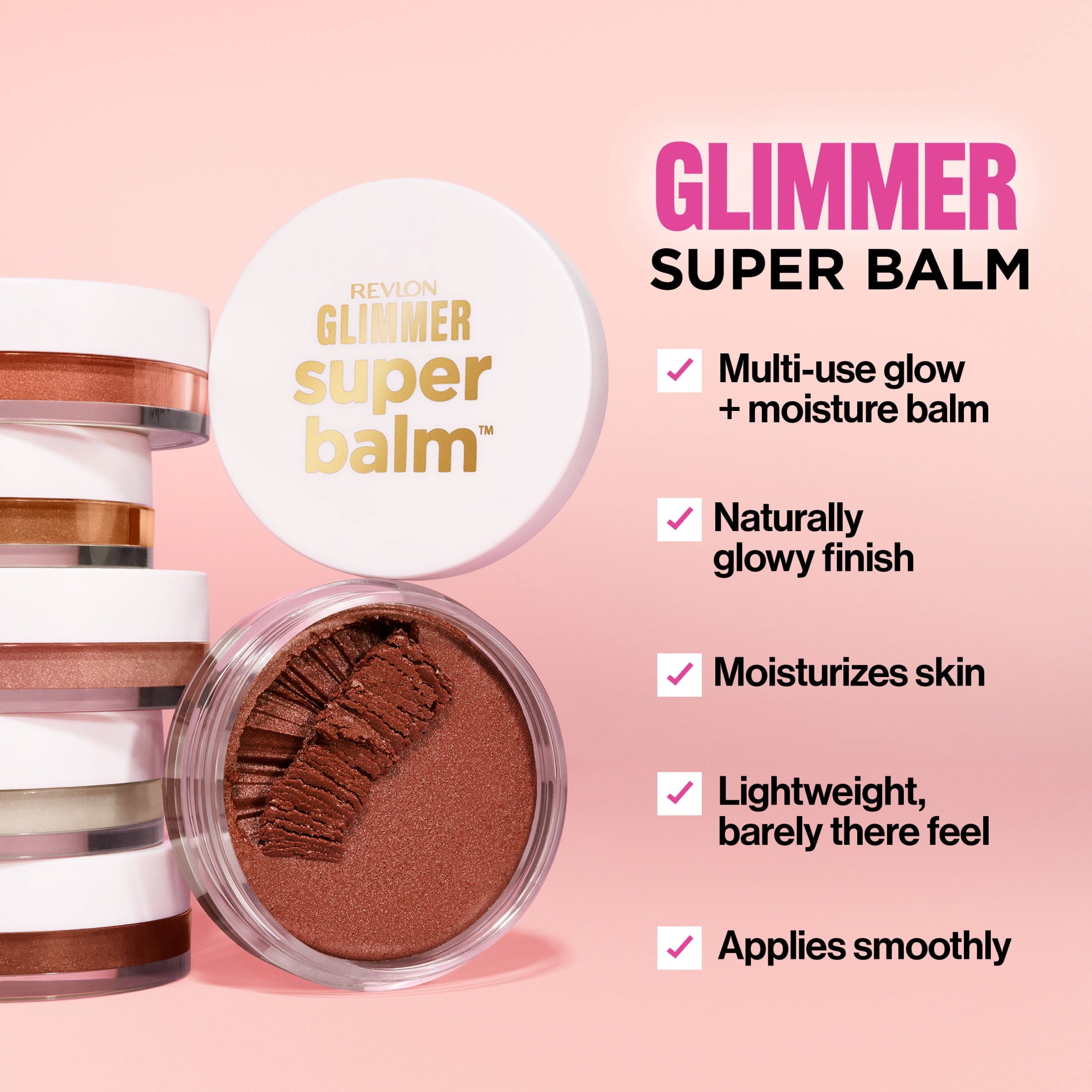 Revlon Glimmer Super Balm, Multi-Use Makeup, Highlighter, Bronzer & Blush, 003 Just a Girl, 0.85 oz
