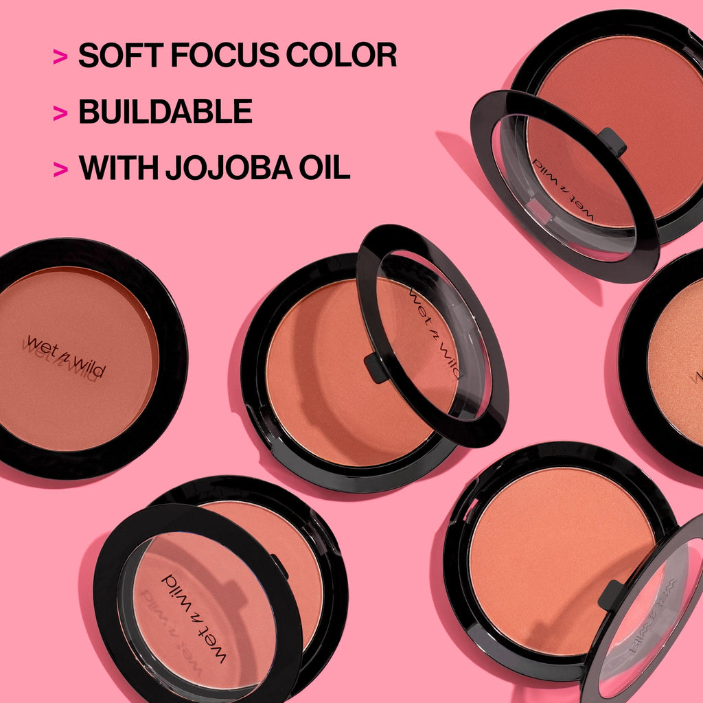 Wet n Wild Color Icon Blush Makeup, Infused with Jojoba Oil, Bed of Roses, 0.21 oz
